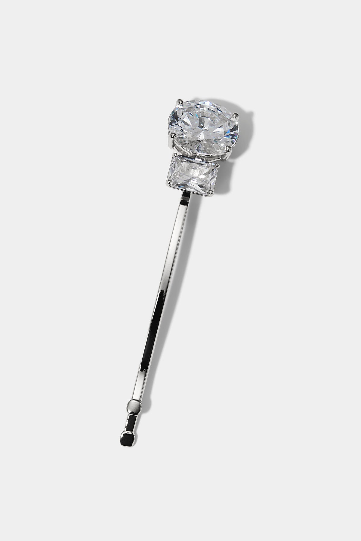 OVAL AND EMERALD CZ BOBBY PIN IN A SILVER TONE
