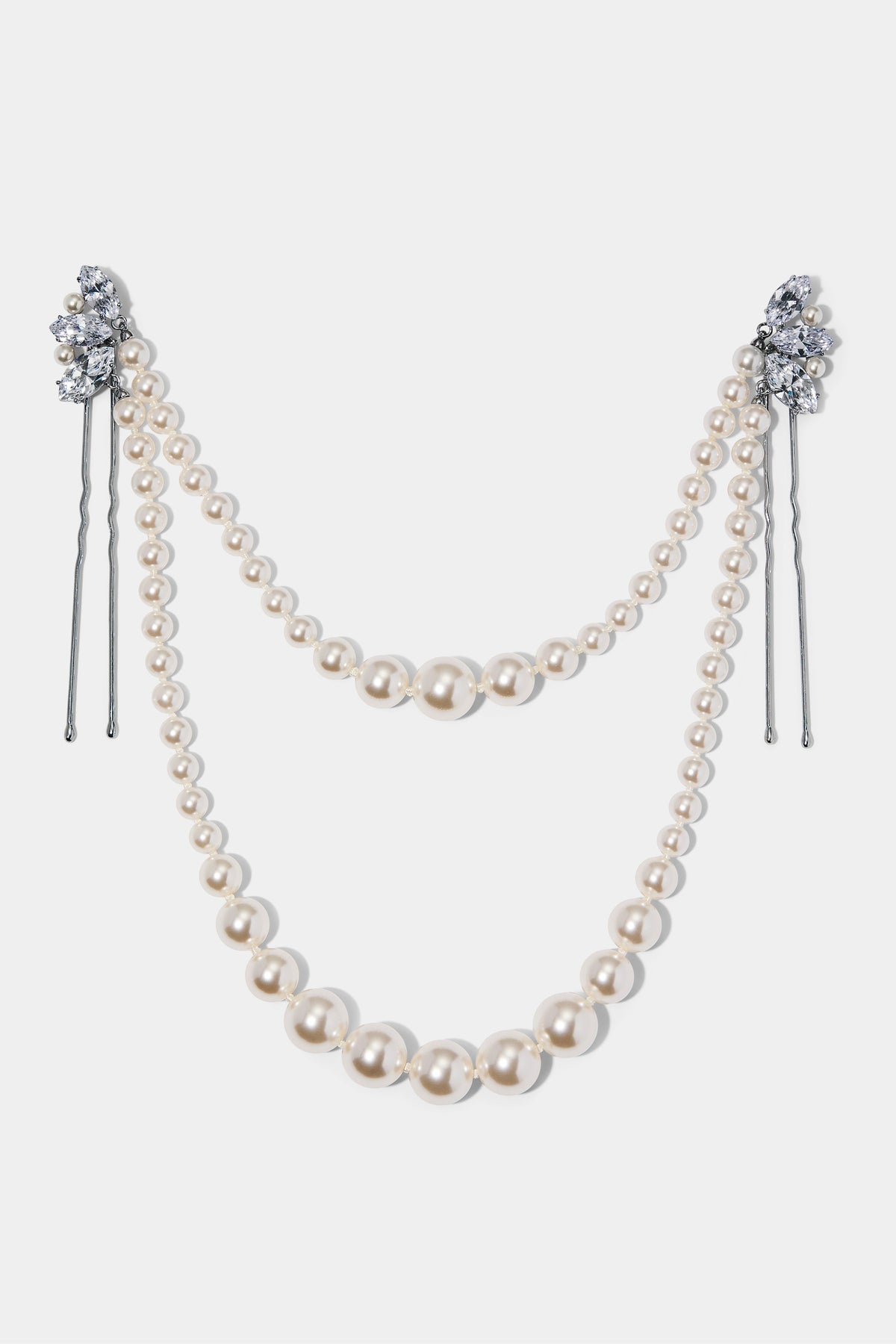 NADRI’S PEARL SWAG HAIR PIN IN A SILVER TONE