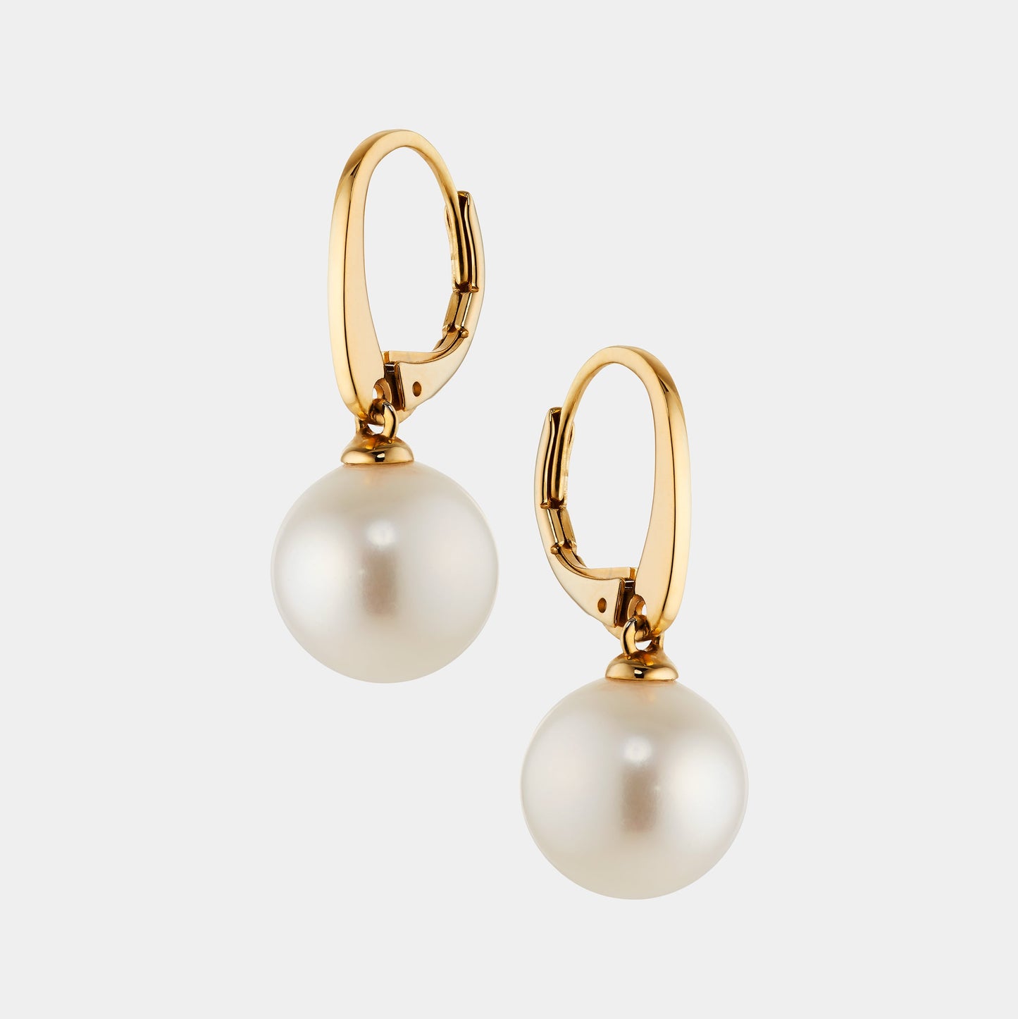 10MM GENUINE FRESHWATER PEARL LEVERBACK EARRINGS