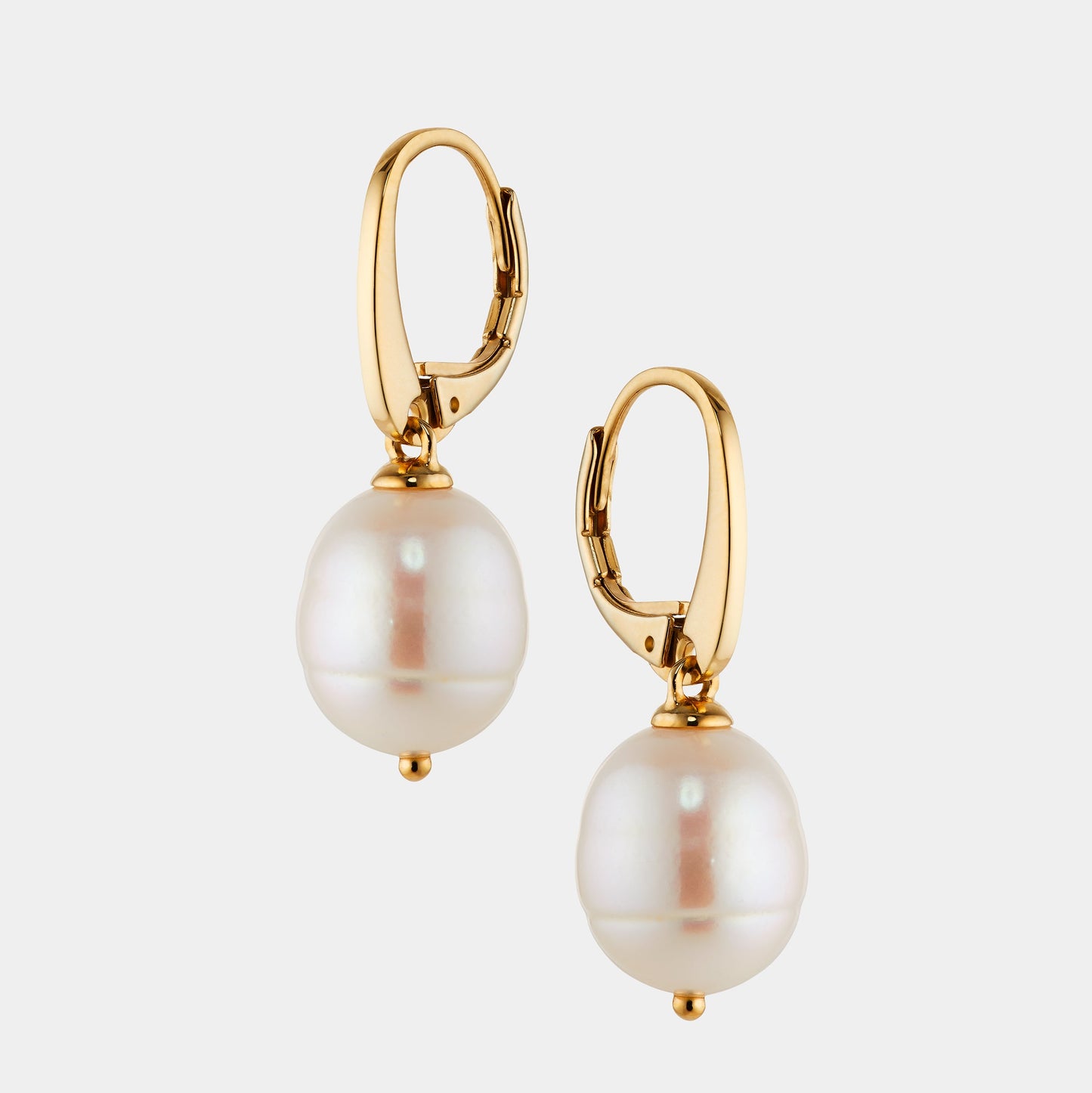 10MM GENUINE FRESHWATER PEARL LEVERBACK EARRINGS