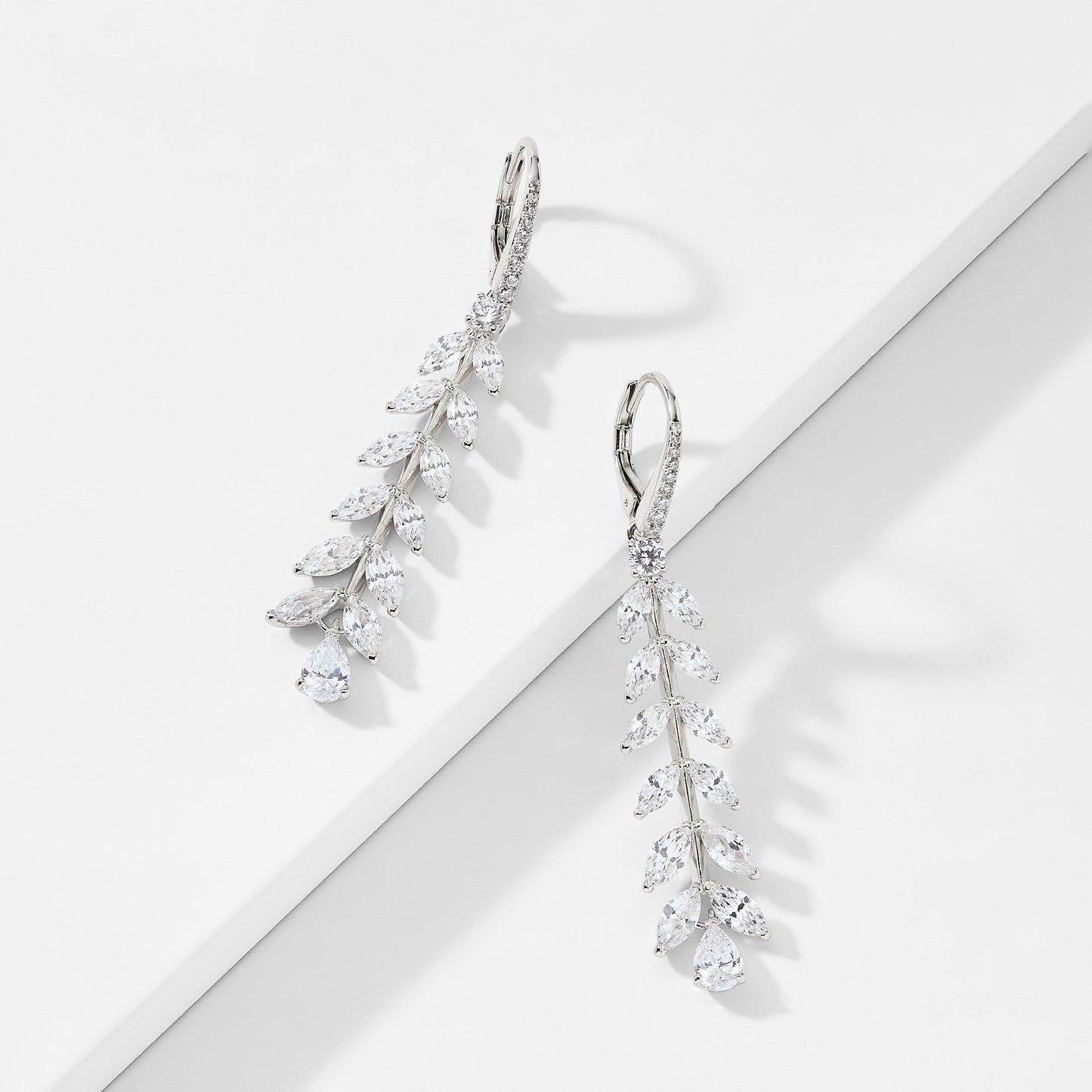 WILDFLOWER VINE CZ LEVERBACK EARRINGS