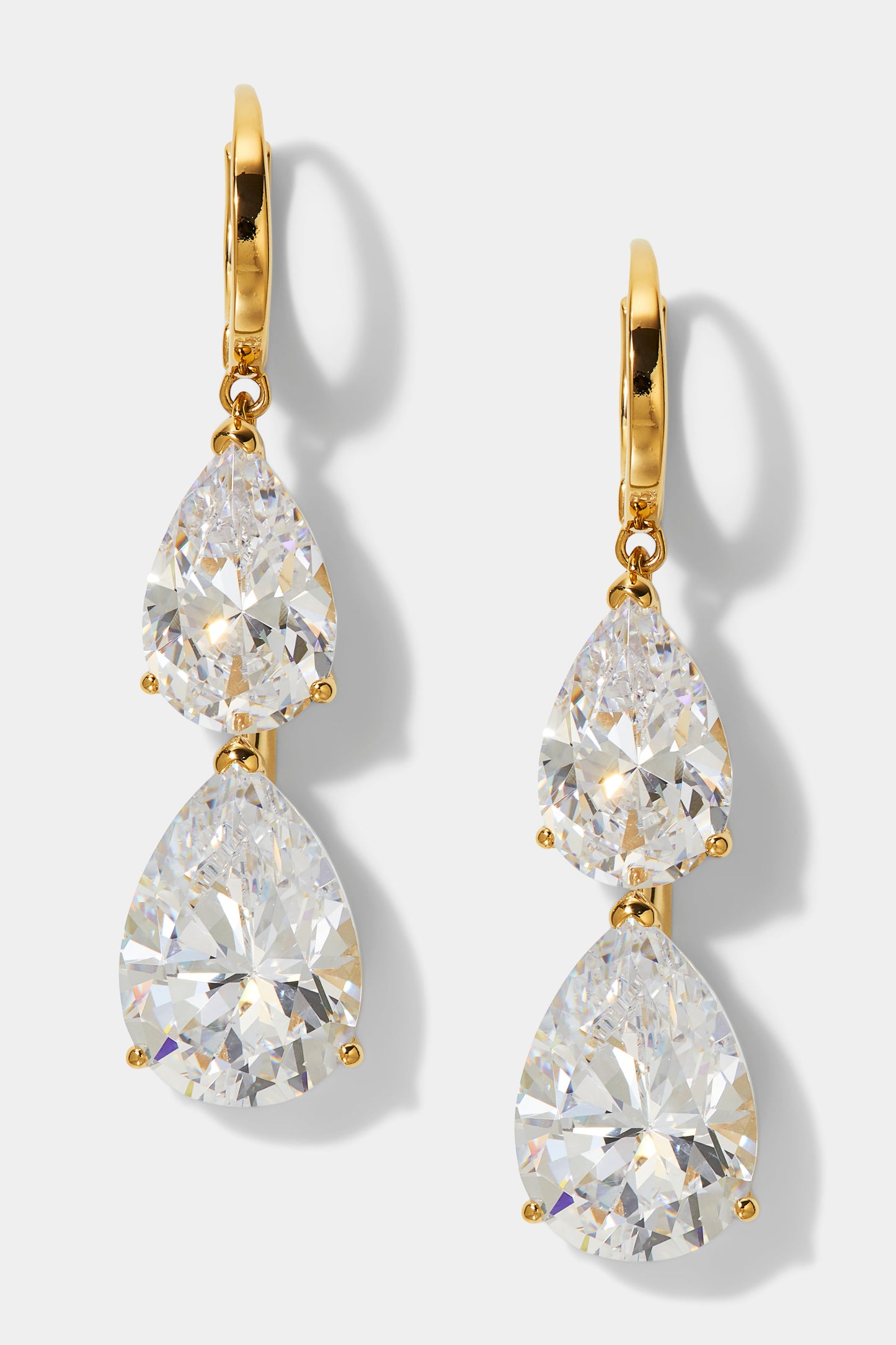 FARRAH CZ PEAR DROP LEVERBACK EARRINGS