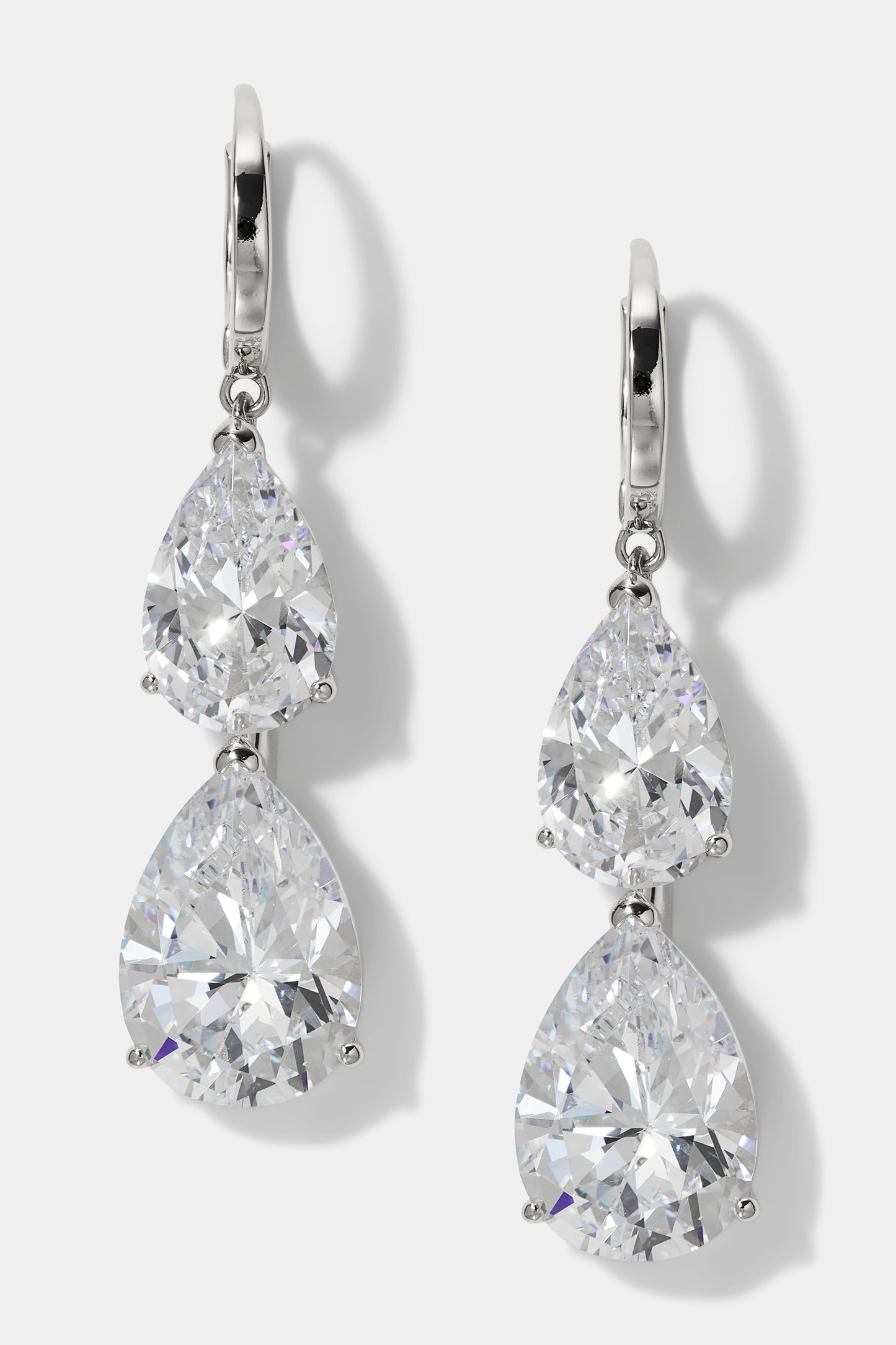 FARRAH CZ PEAR DROP LEVERBACK EARRINGS