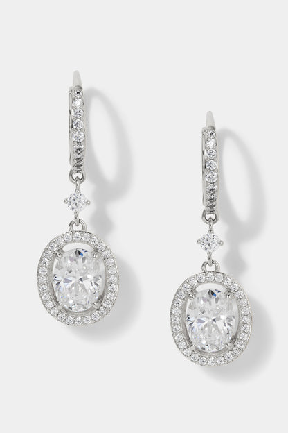 RADIANT OVAL HALO CZ LEVERBACK EARRINGS