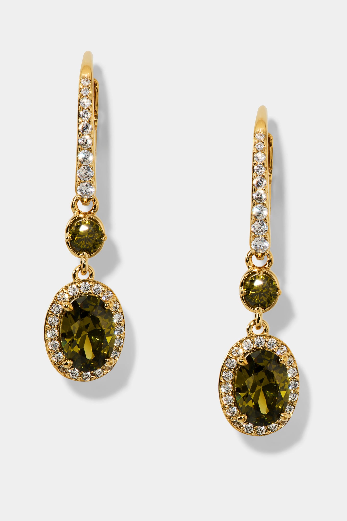 MAIDEN GREEN HALO OVAL LEVERBACK EARRINGS