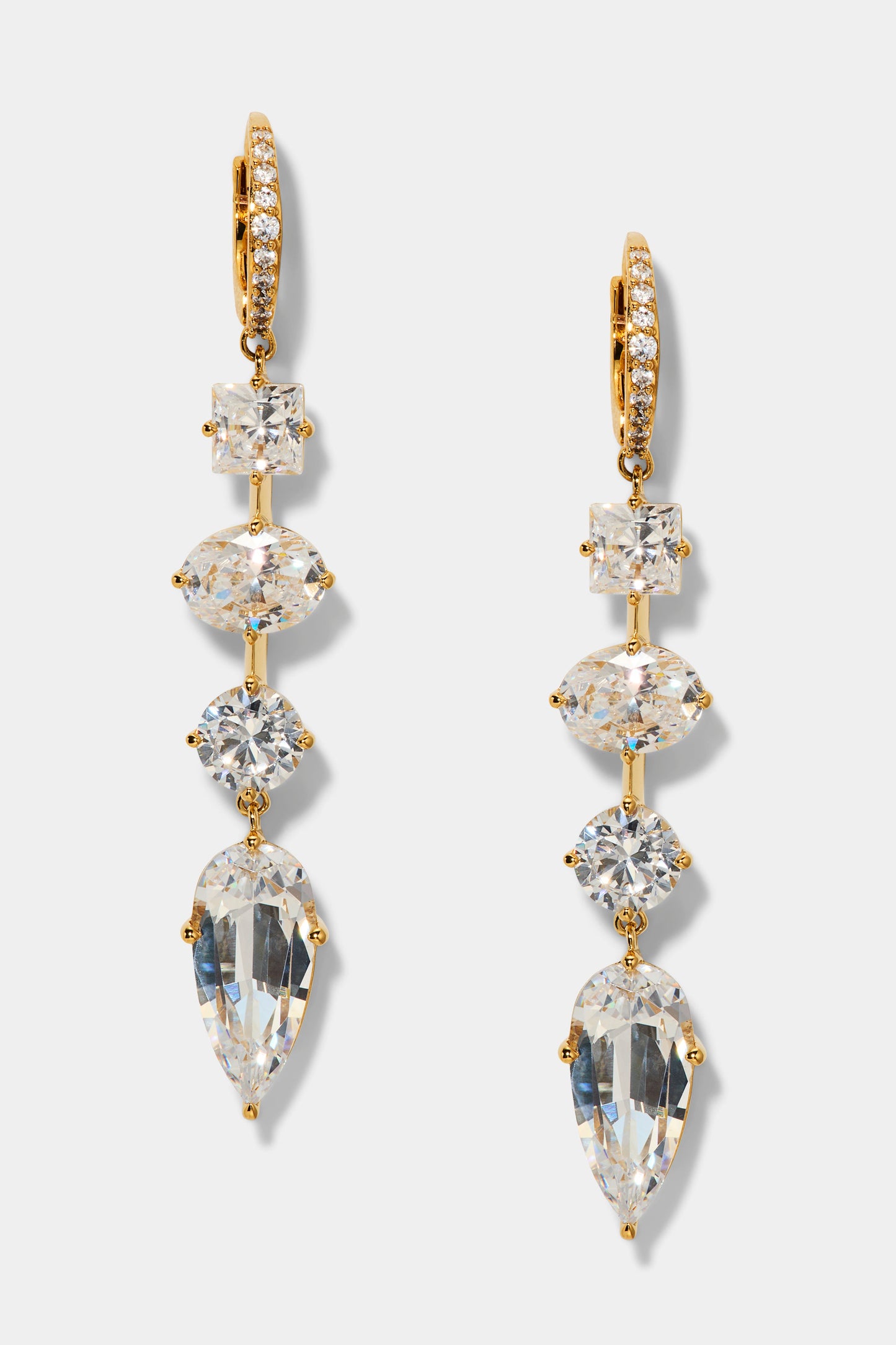 LUCIA LINEAR LEVERBACK EARRINGS IN GOLD PLATING