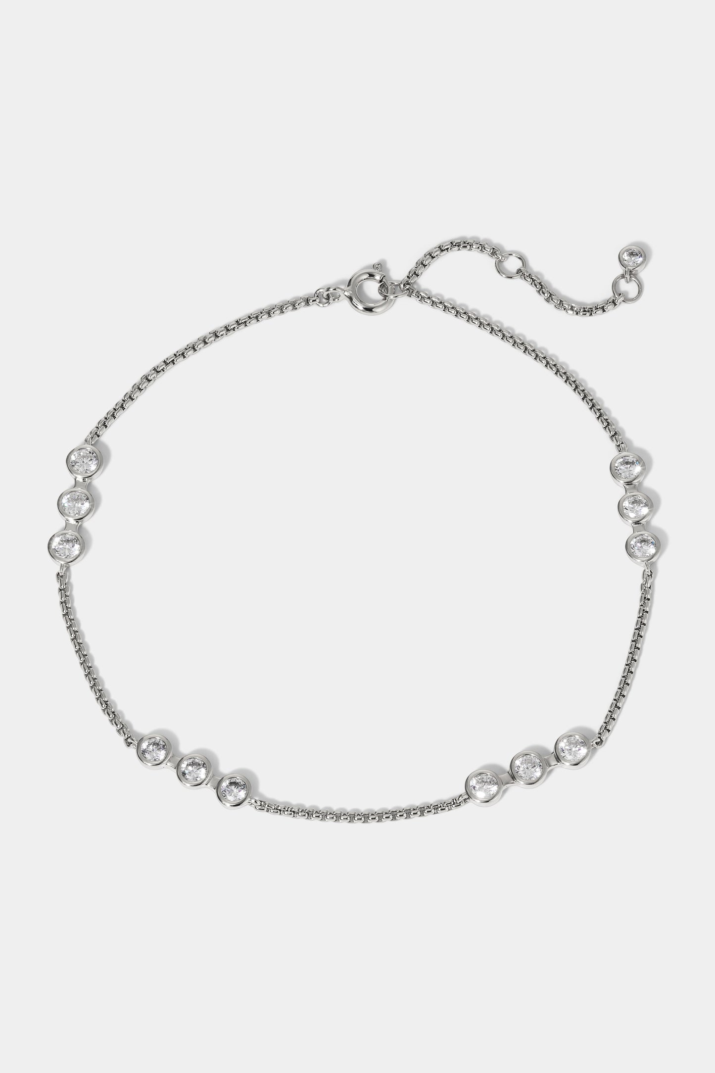 BROOKLYN CHANEL SET ANKLET IN RHODIUM PLATING