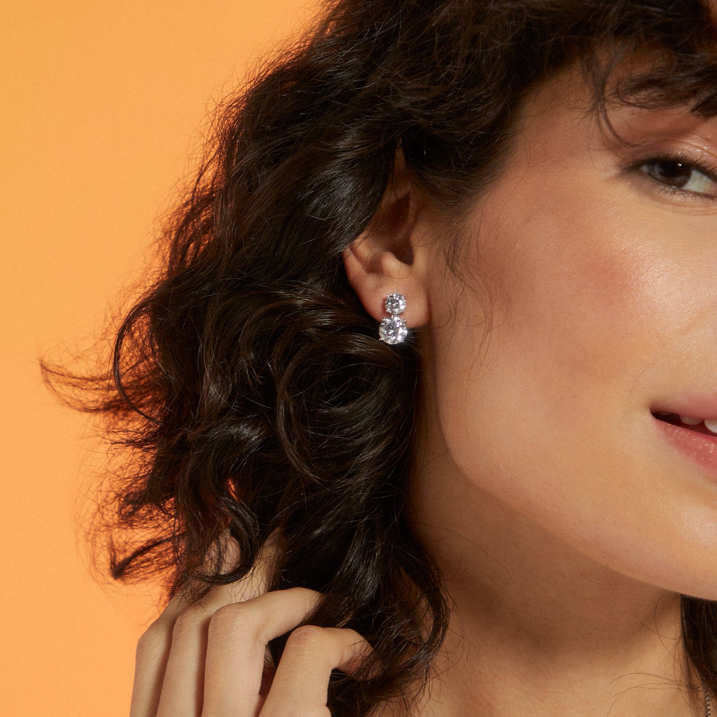 DOUBLE ROUND CZ STUD EARRINGS