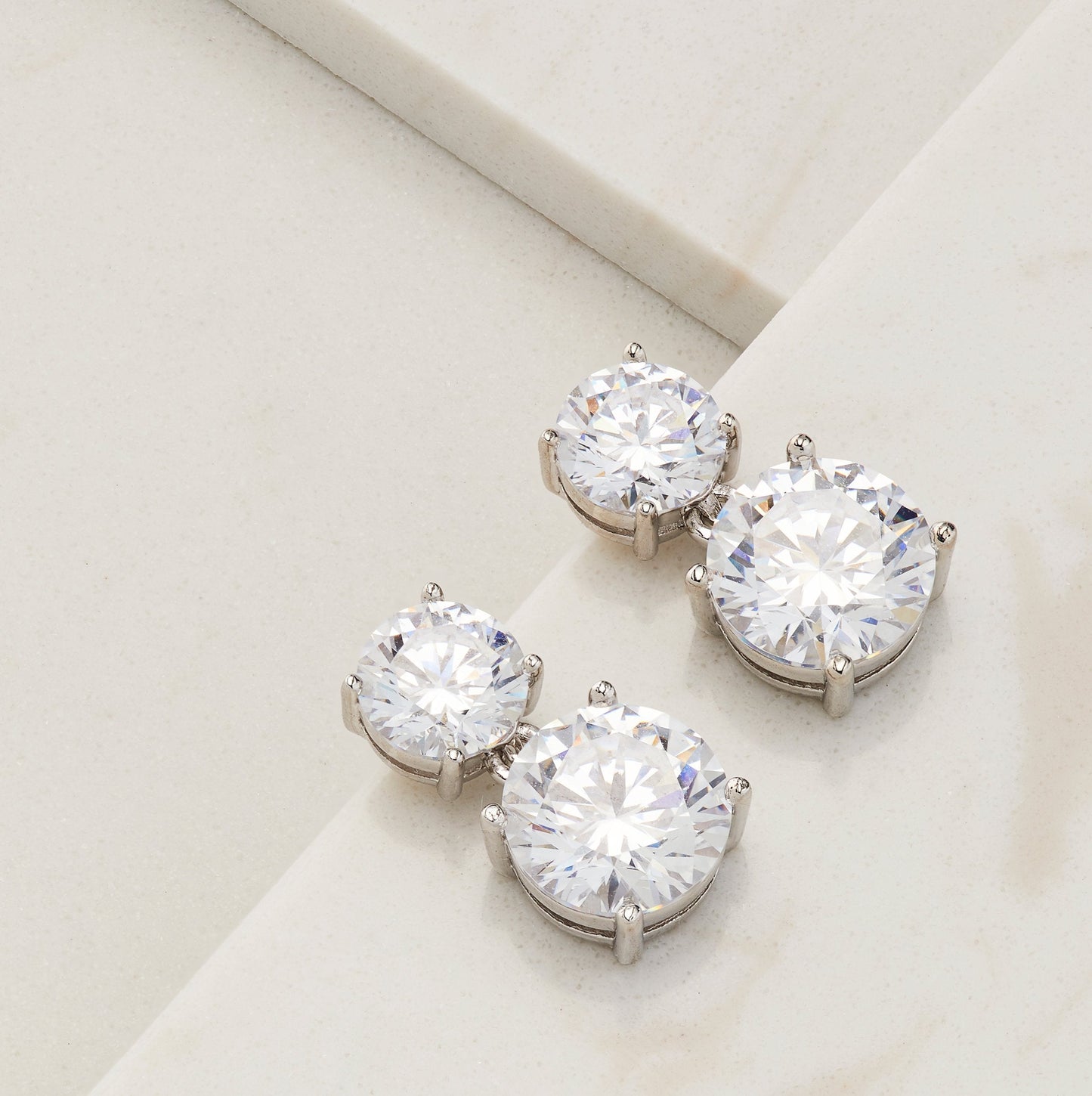DOUBLE ROUND CZ STUD EARRINGS