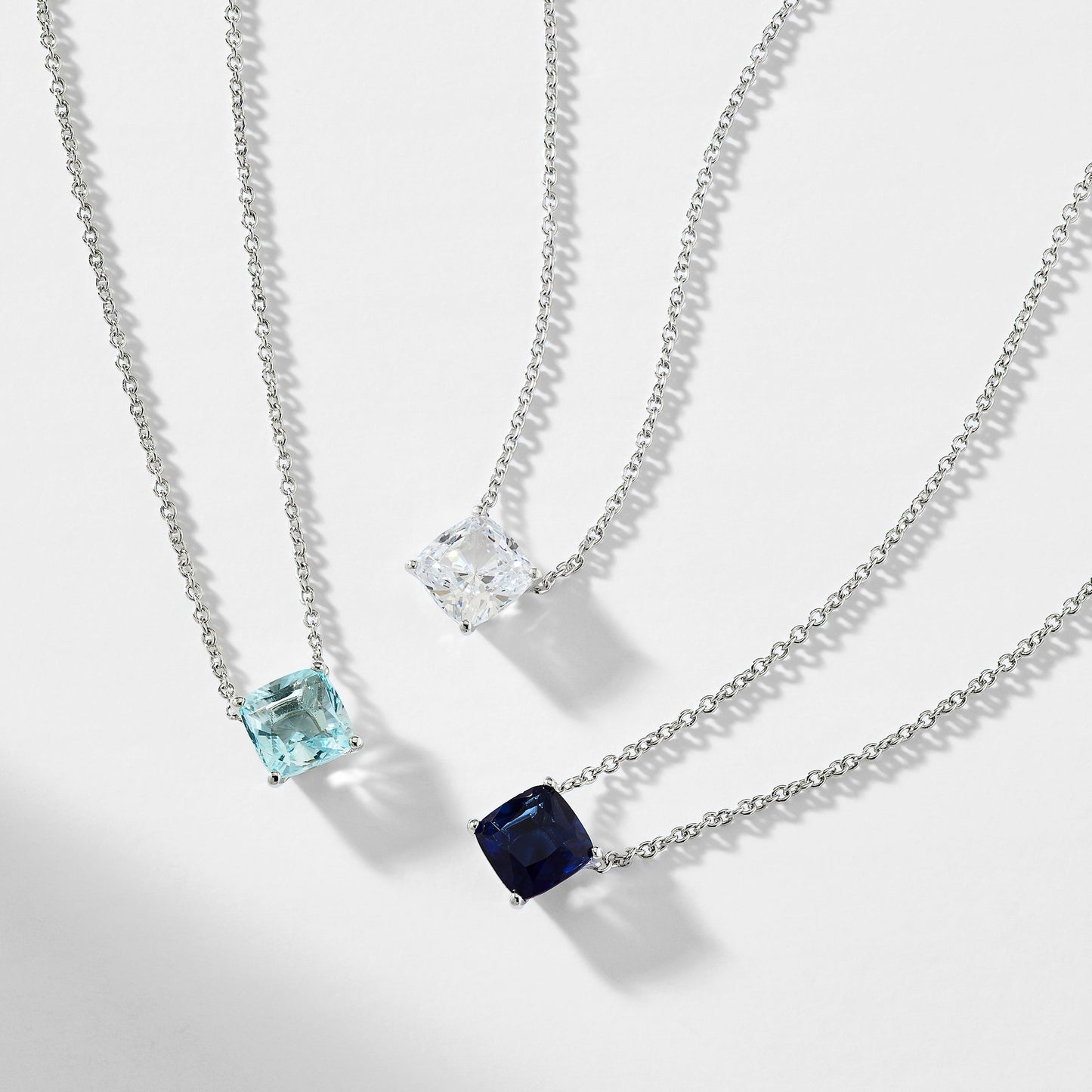 MODERN LOVE LARGE CUSHION CUT AQUA NECKLACE
