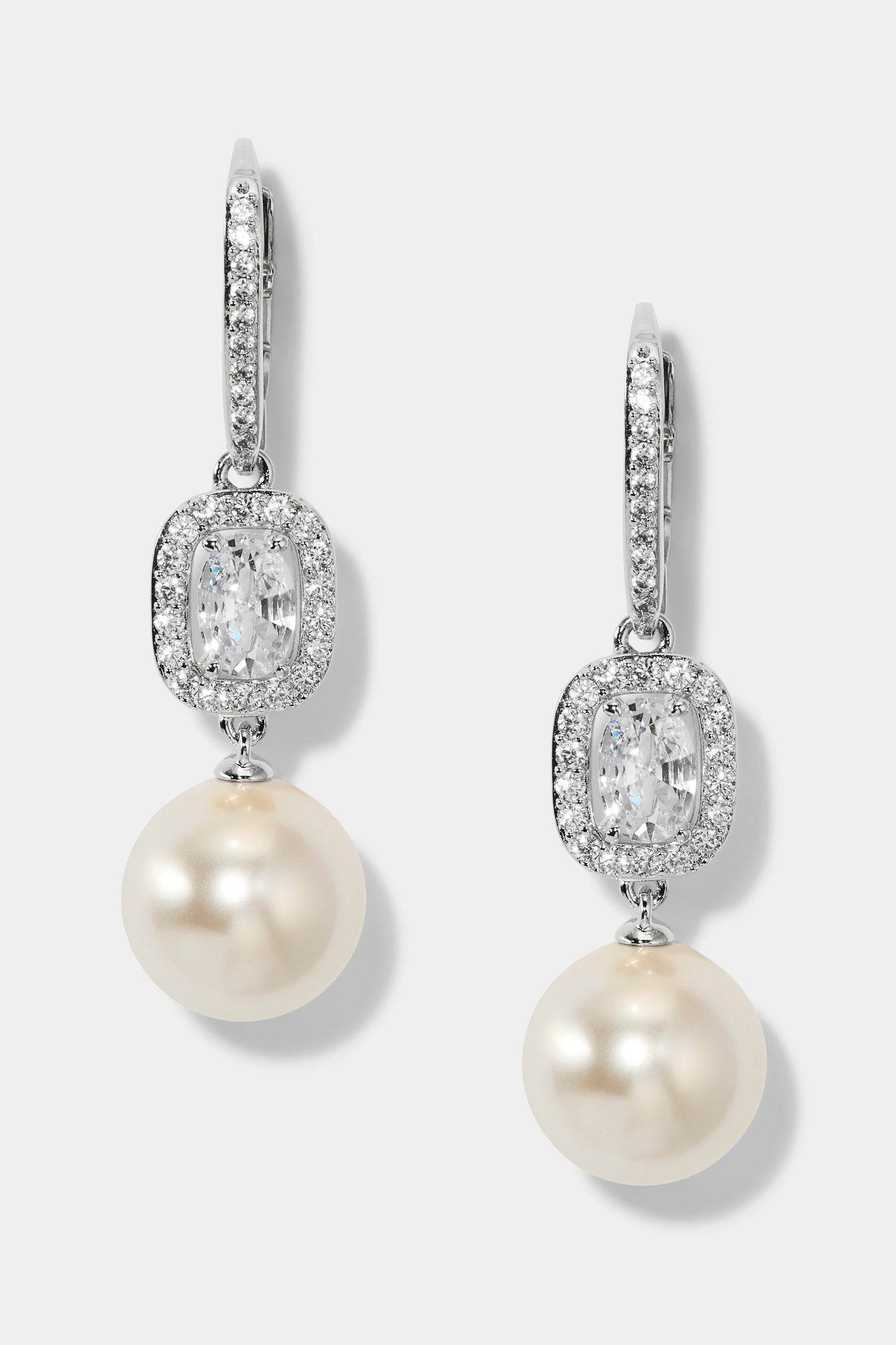 UNDER THE SEA PEARL LEVERBACK EARRINGS IN RHODIUM PLATING