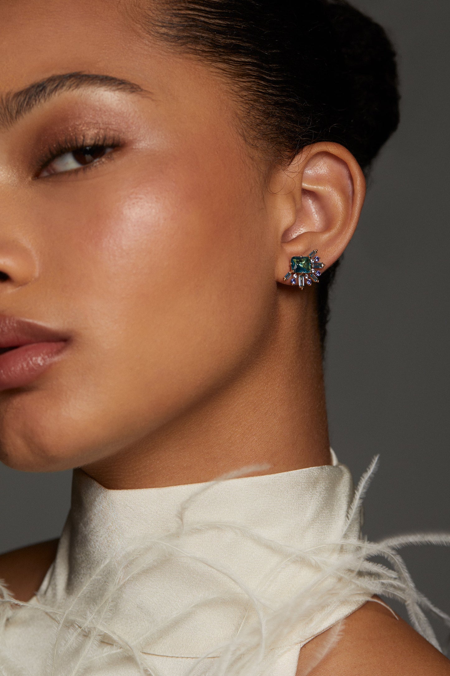 STELLAR HALO MULTI STONE STUD EARRINGS