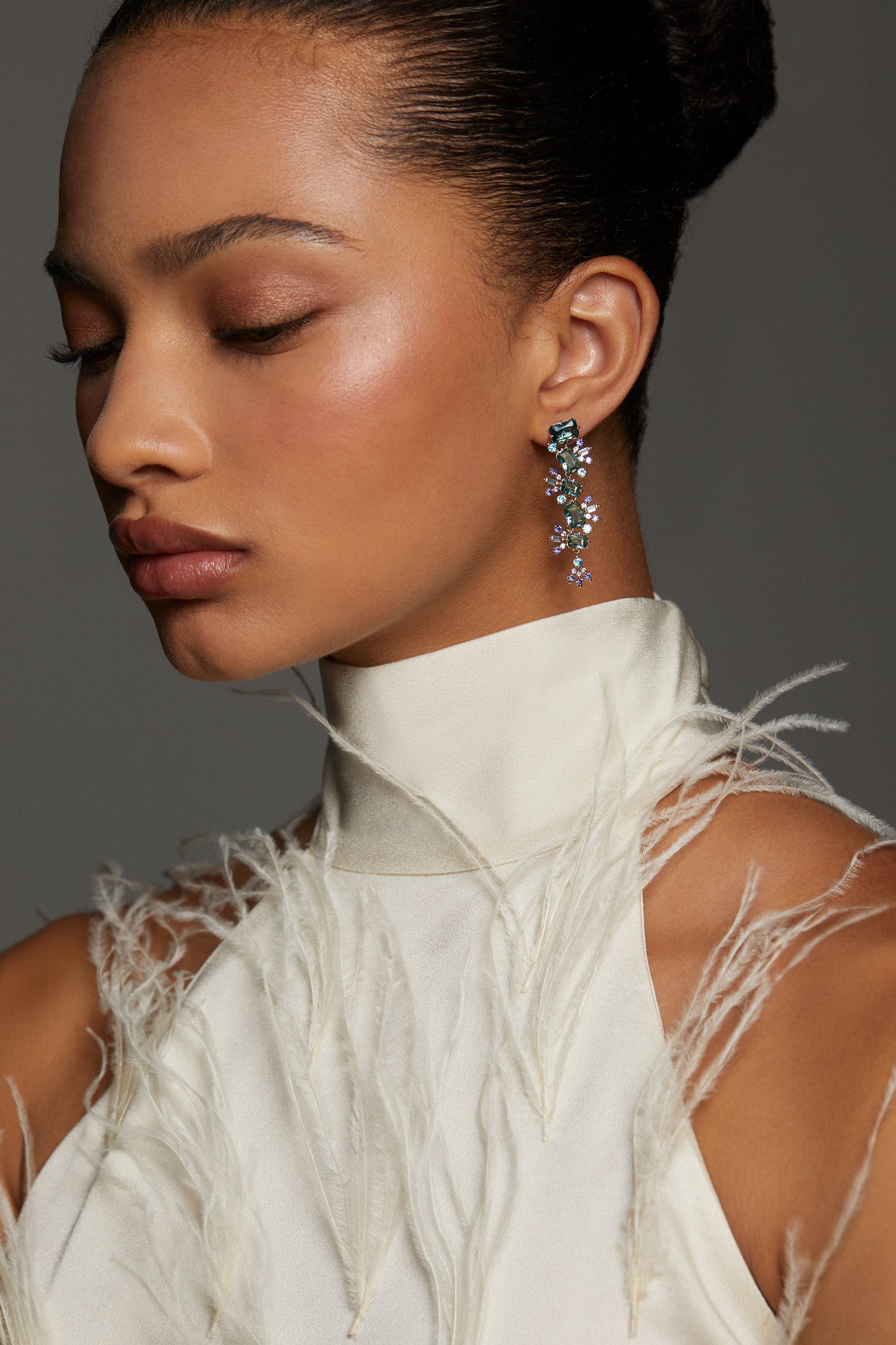 STELLAR CASCADE MULTI STONE LINEAR EARRINGS