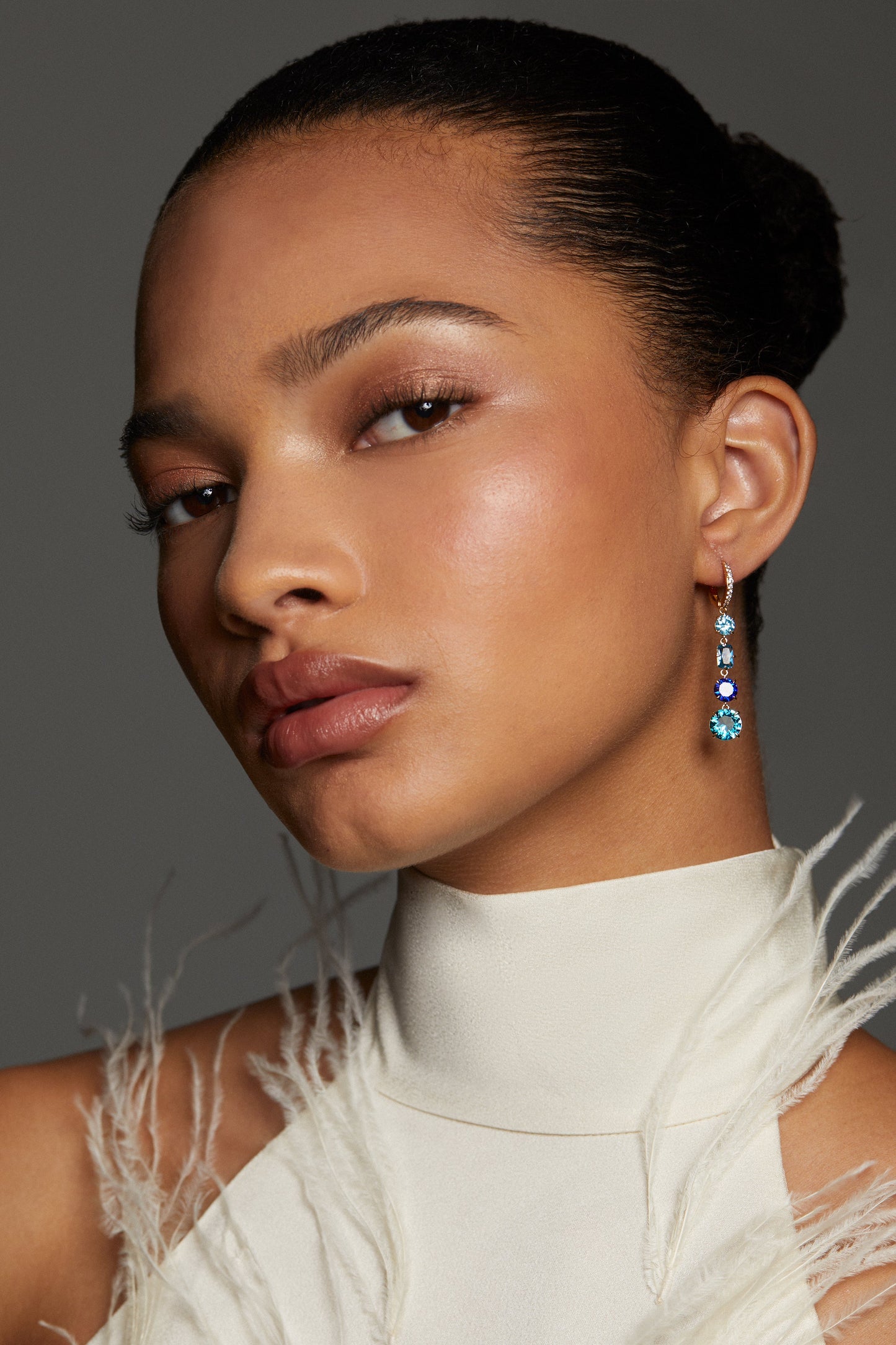 STELLAR MULTI STONE LINEAR LEVERBACK EARRINGS