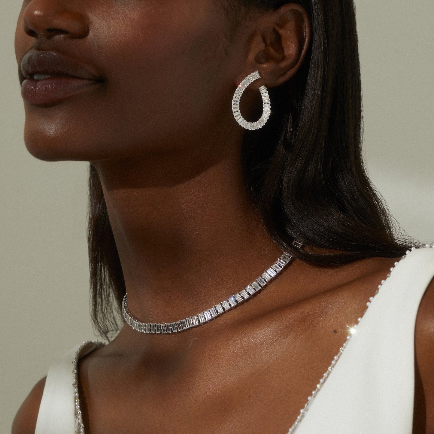 CHATEAU BAGUETTE CZ FRONTBACK EARRINGS