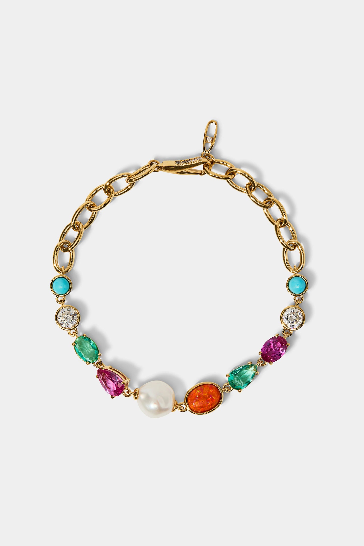 FRIEDA FRESHWATER PEARL CHAIN BRACELET IN GOLD PLATING