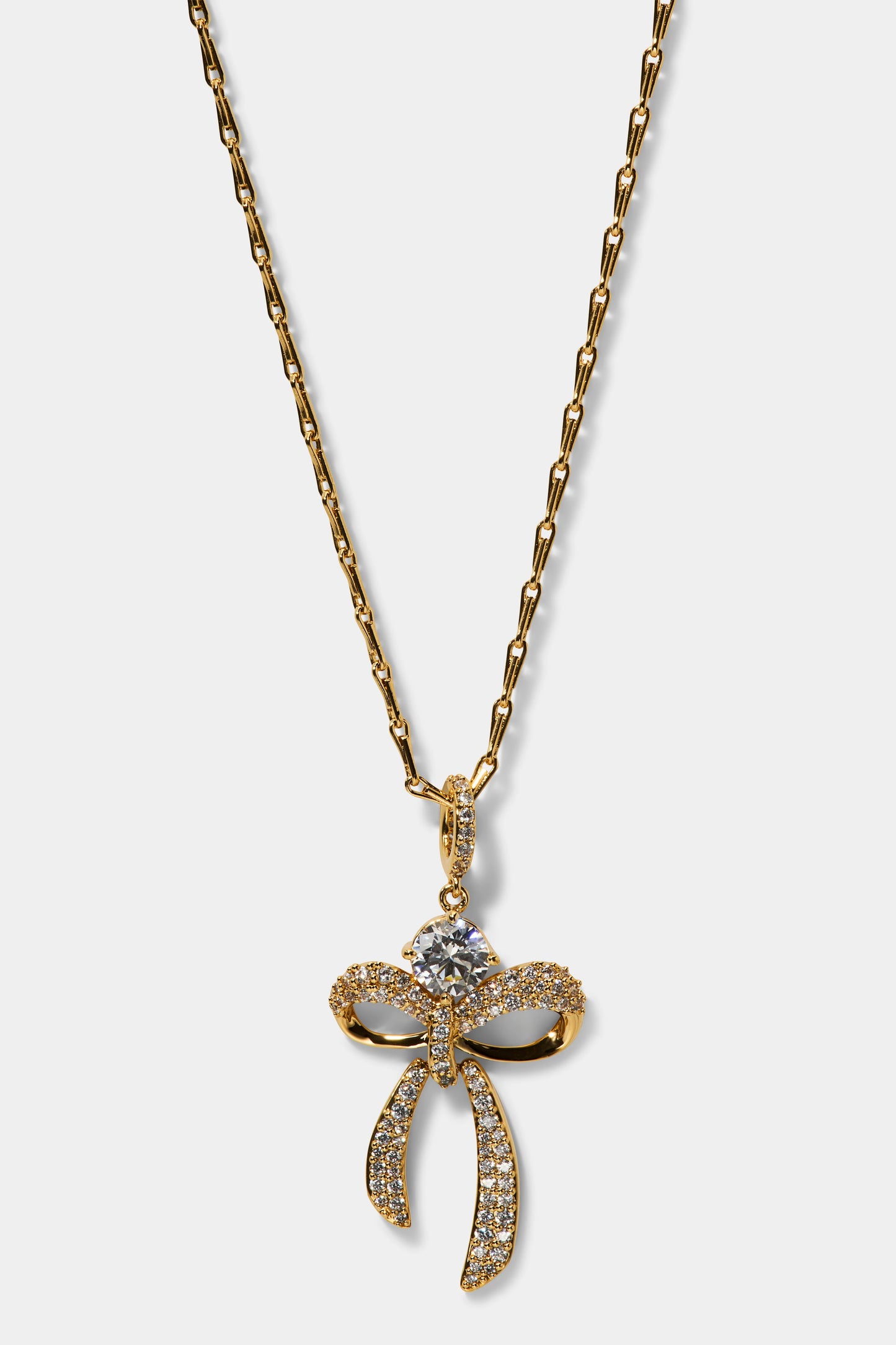 EROS BOW AND CZ PENDANT NECKLACE