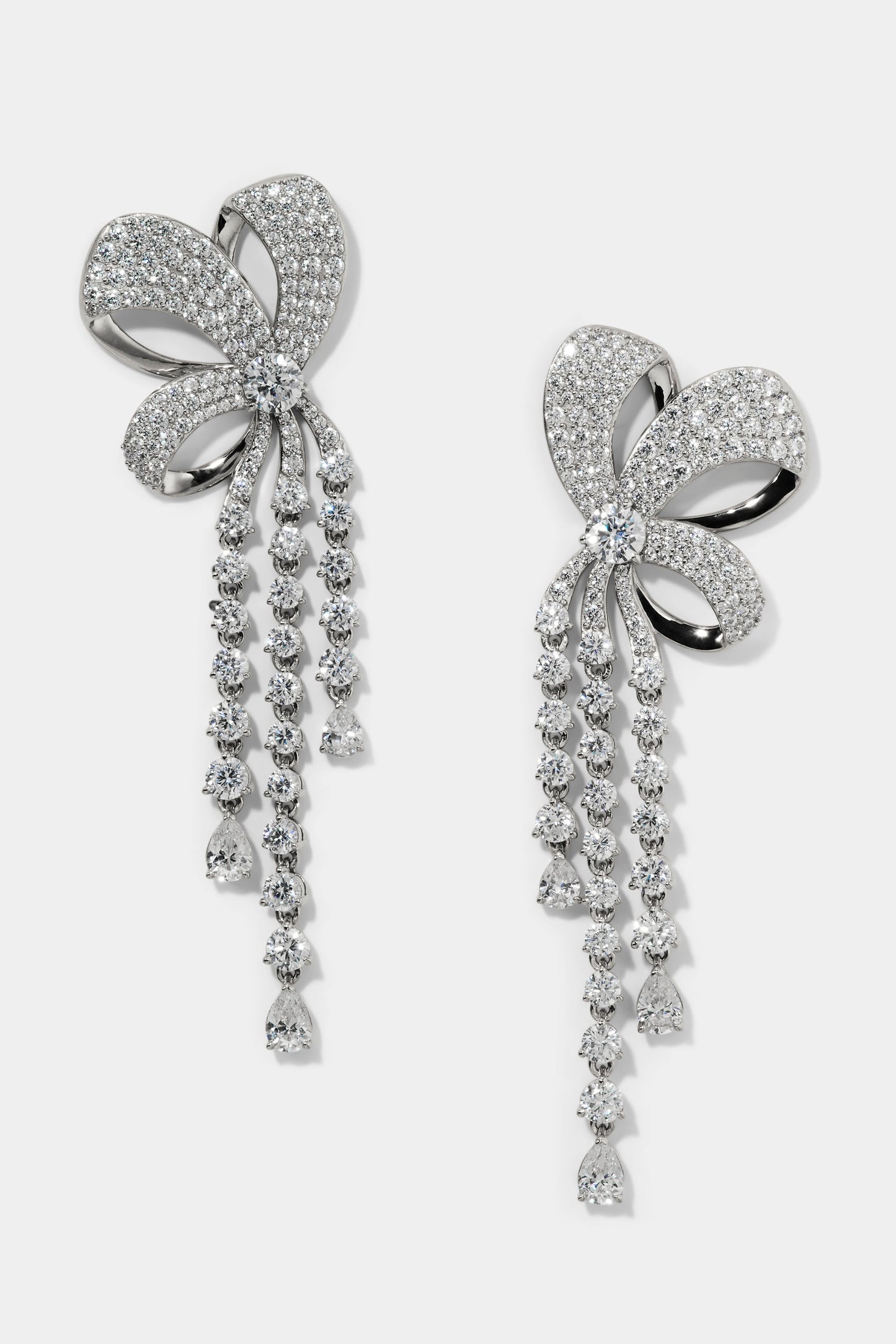EROS RIBBON CHANDELIER EARRINGS IN RHODIUM PLATING