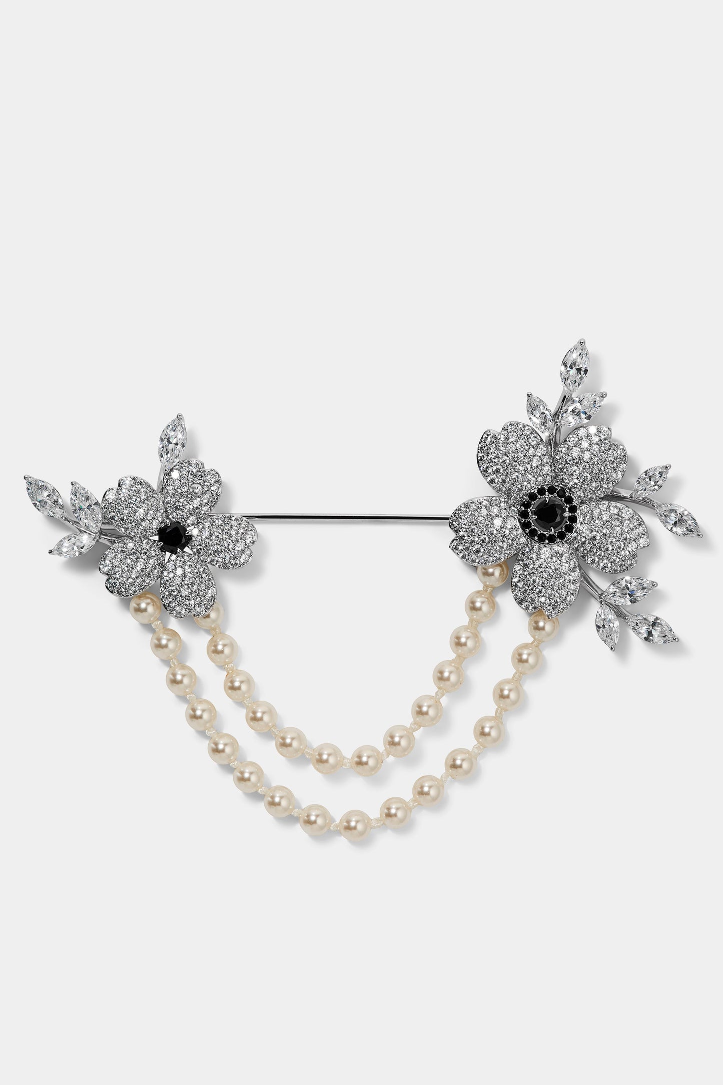 CEREMONY SWAG FLOWER PIN SWAG BAG CHARM IN RHODIUM PLATING