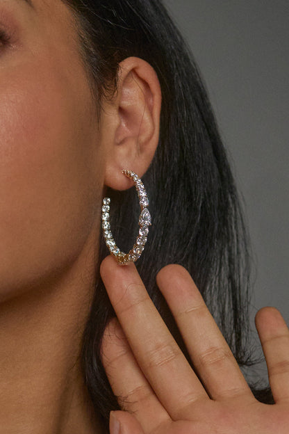 HALLE CZ LARGE C HOOP EARRINGS