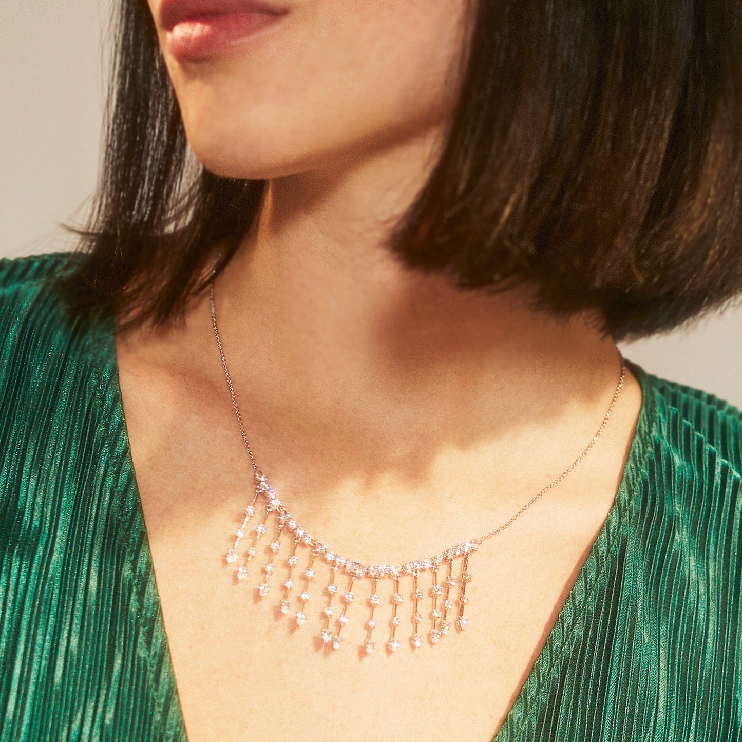 RSVP CZ FRINGE STATEMENT NECKLACE