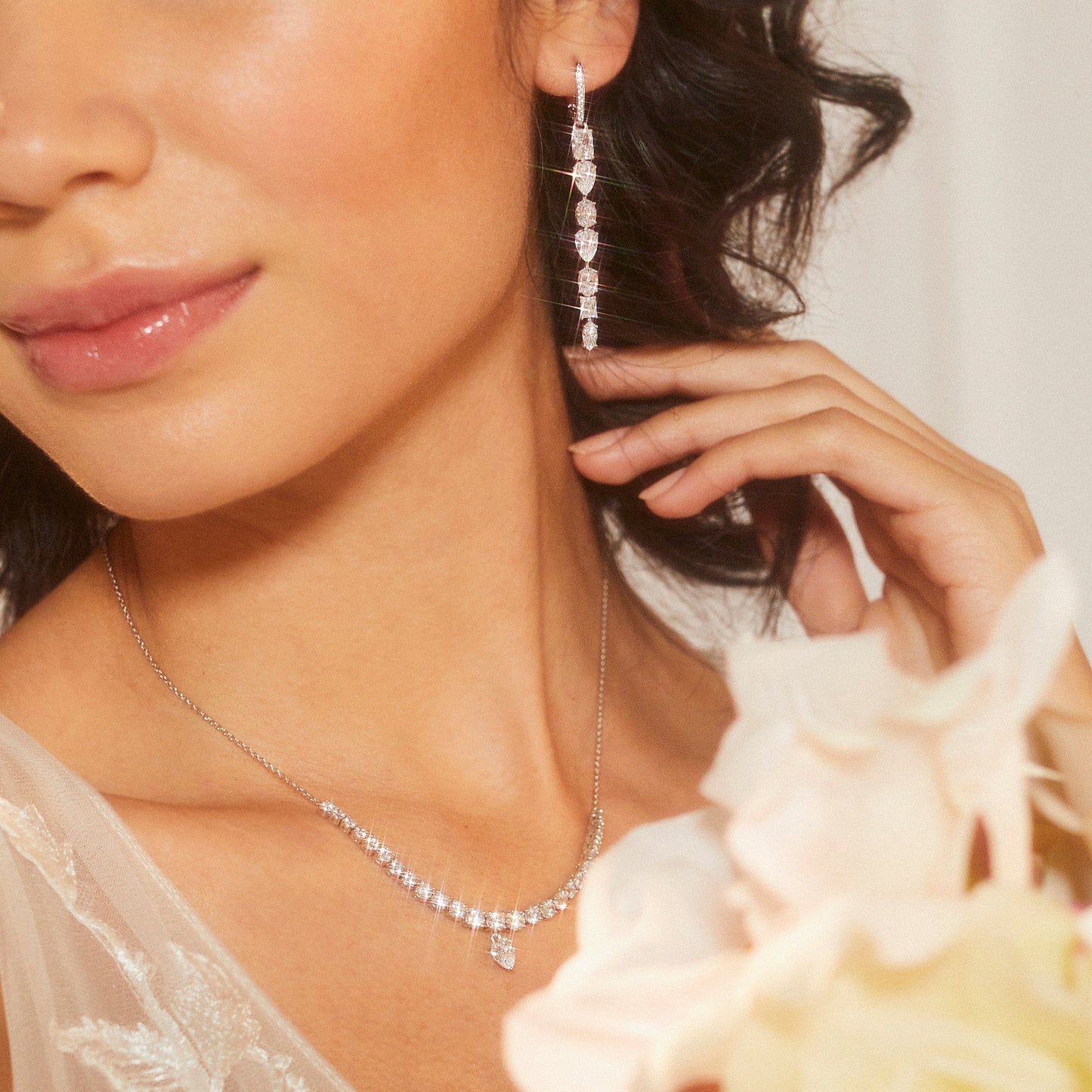 RSVP CZ LINEAR EARRINGS