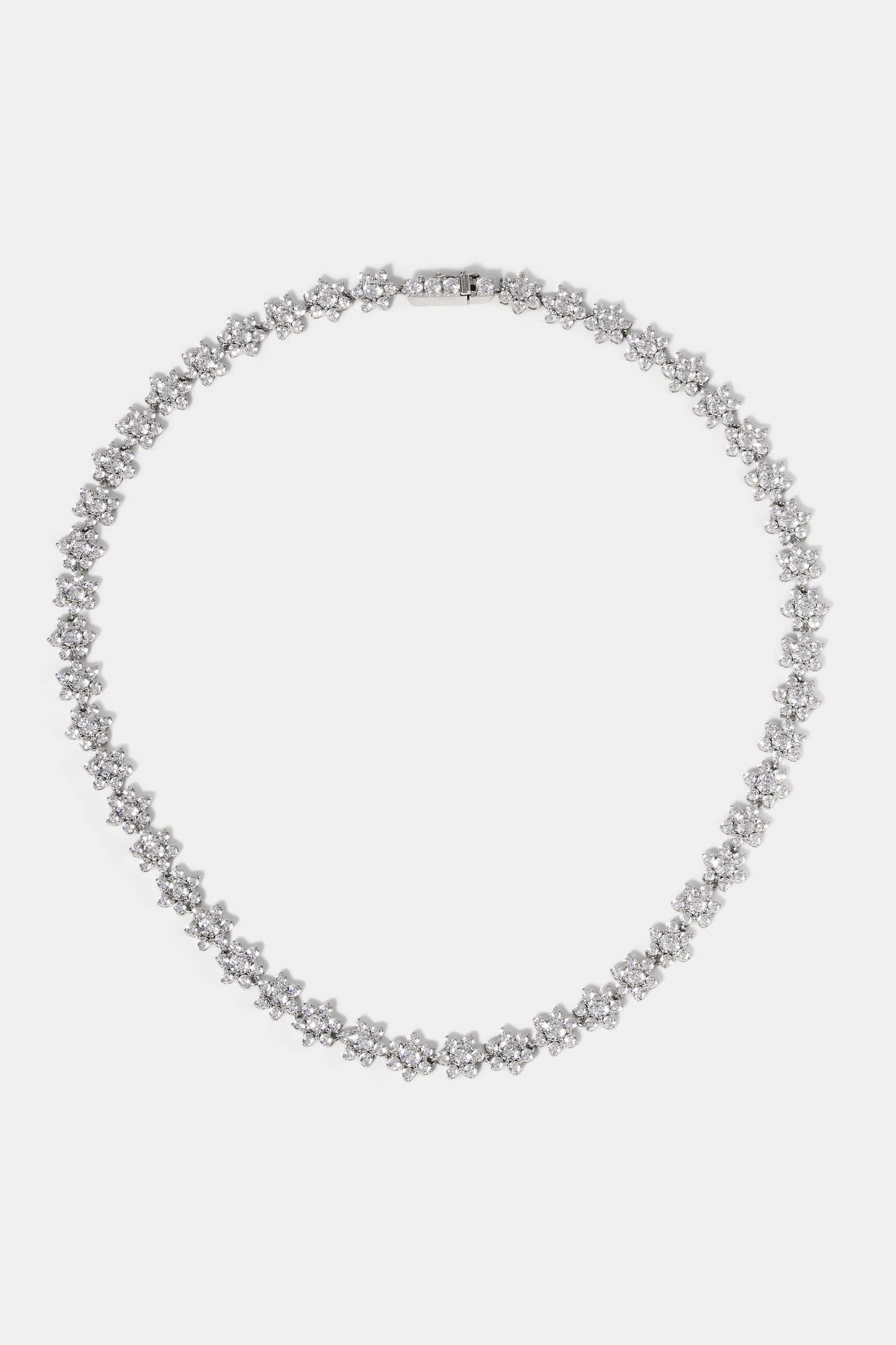DAHLIA FLORAL COLLAR NECKLACE IN RHODIUM PLATING.