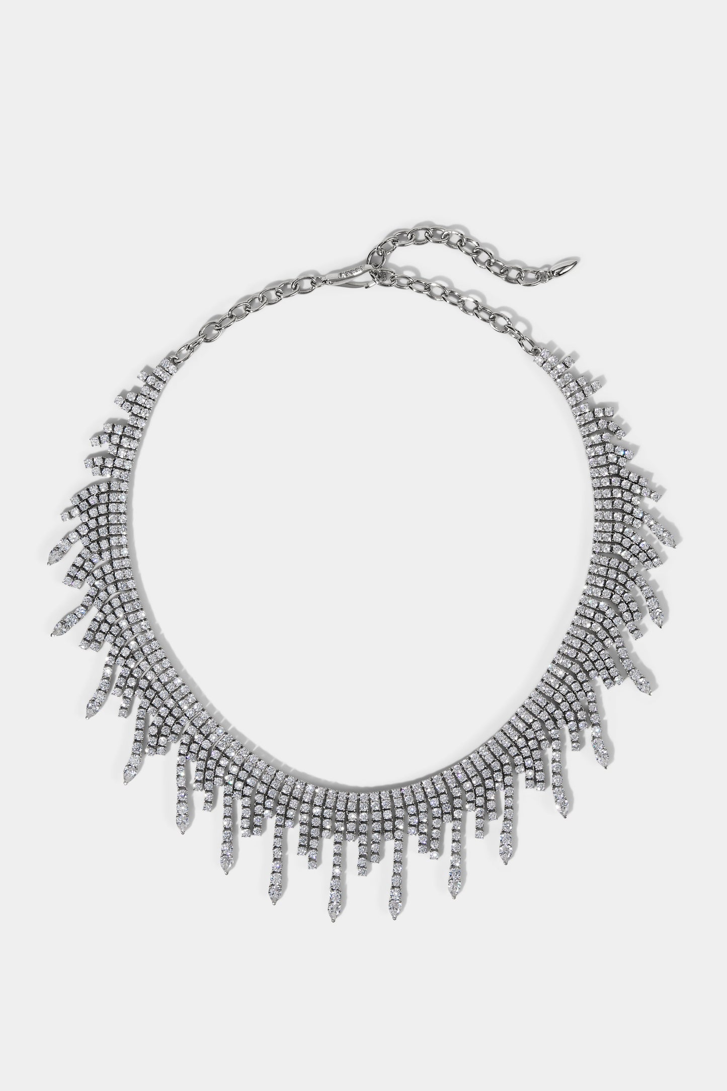 DIVA FRINGE CHOKER NECKLACE IN RHODIUM PLATING