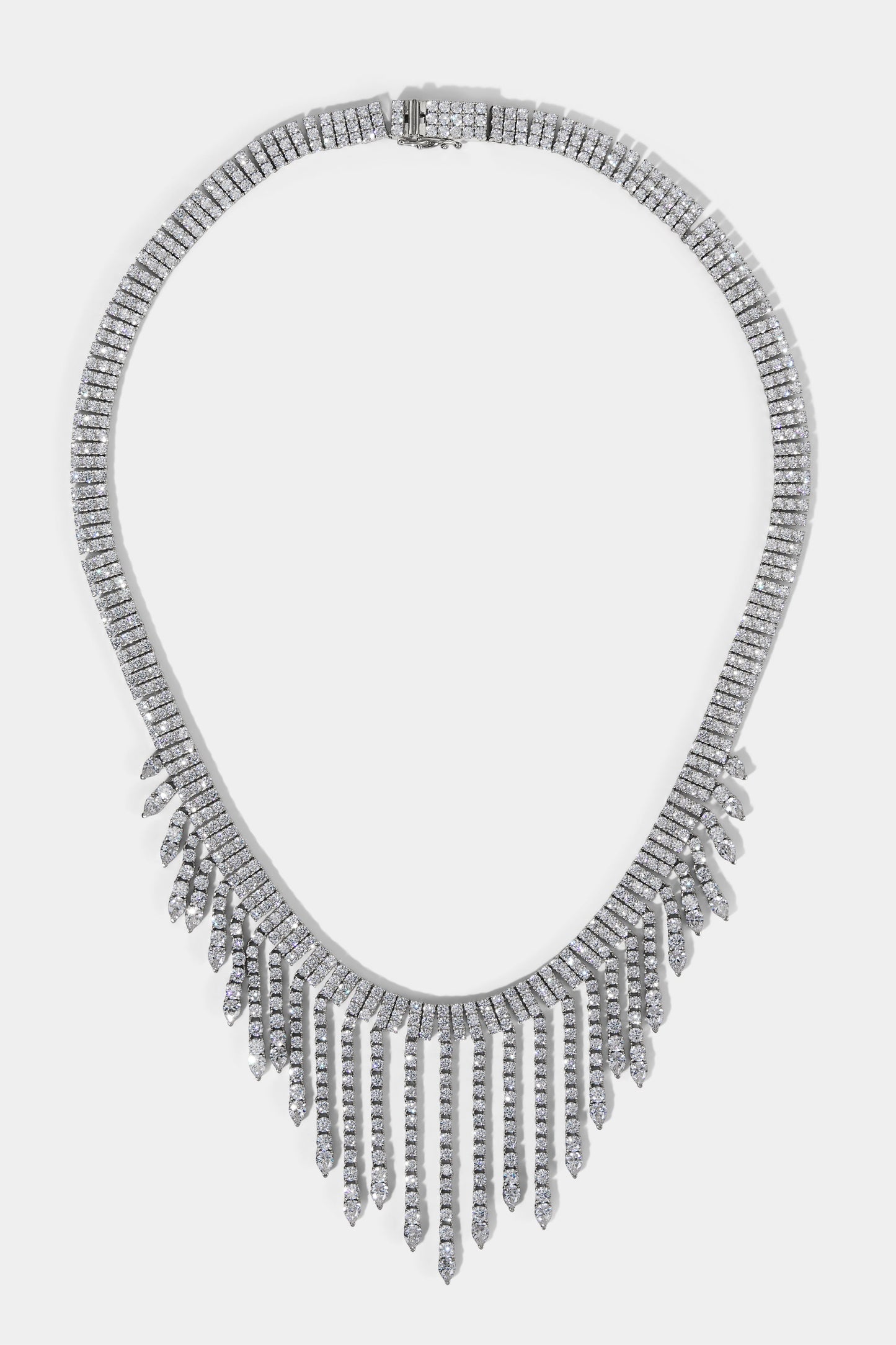 DIVA FRINGE COLLAR NECKLACE IN RHODIUM PLATING