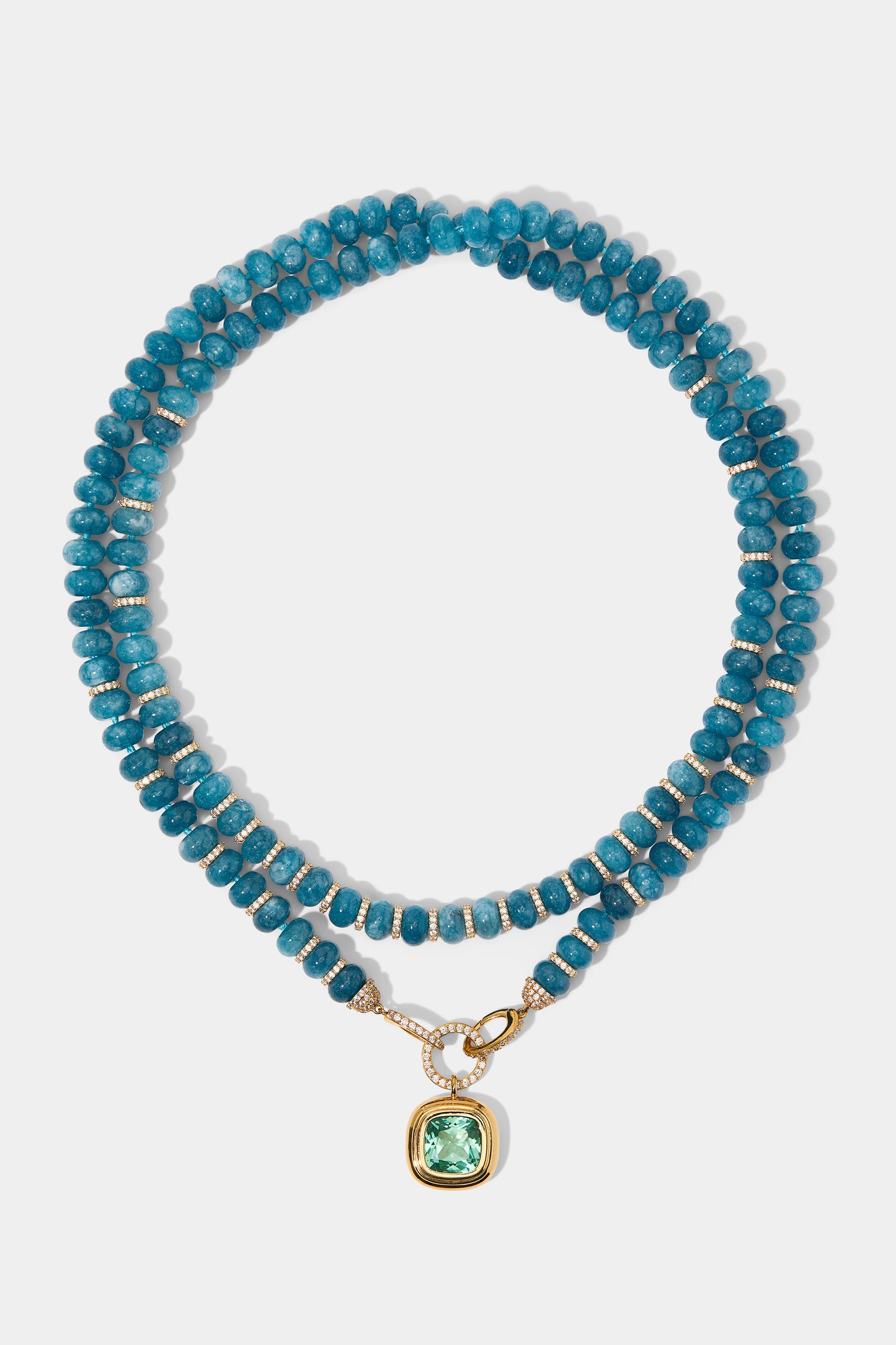 BOUJEE BEADS BLUE LONG NECKLACE IN GOLD PLATING