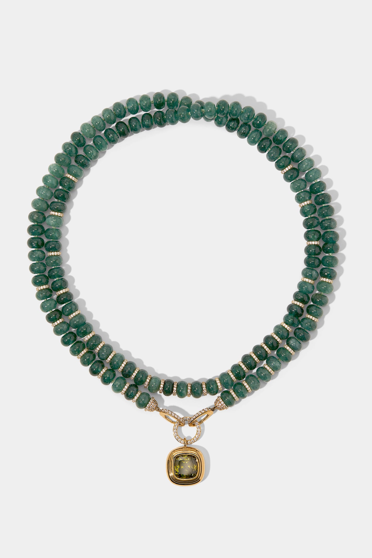 BOUJEE BEADS GREEN LONG NECKLACE IN GOLD PLATING