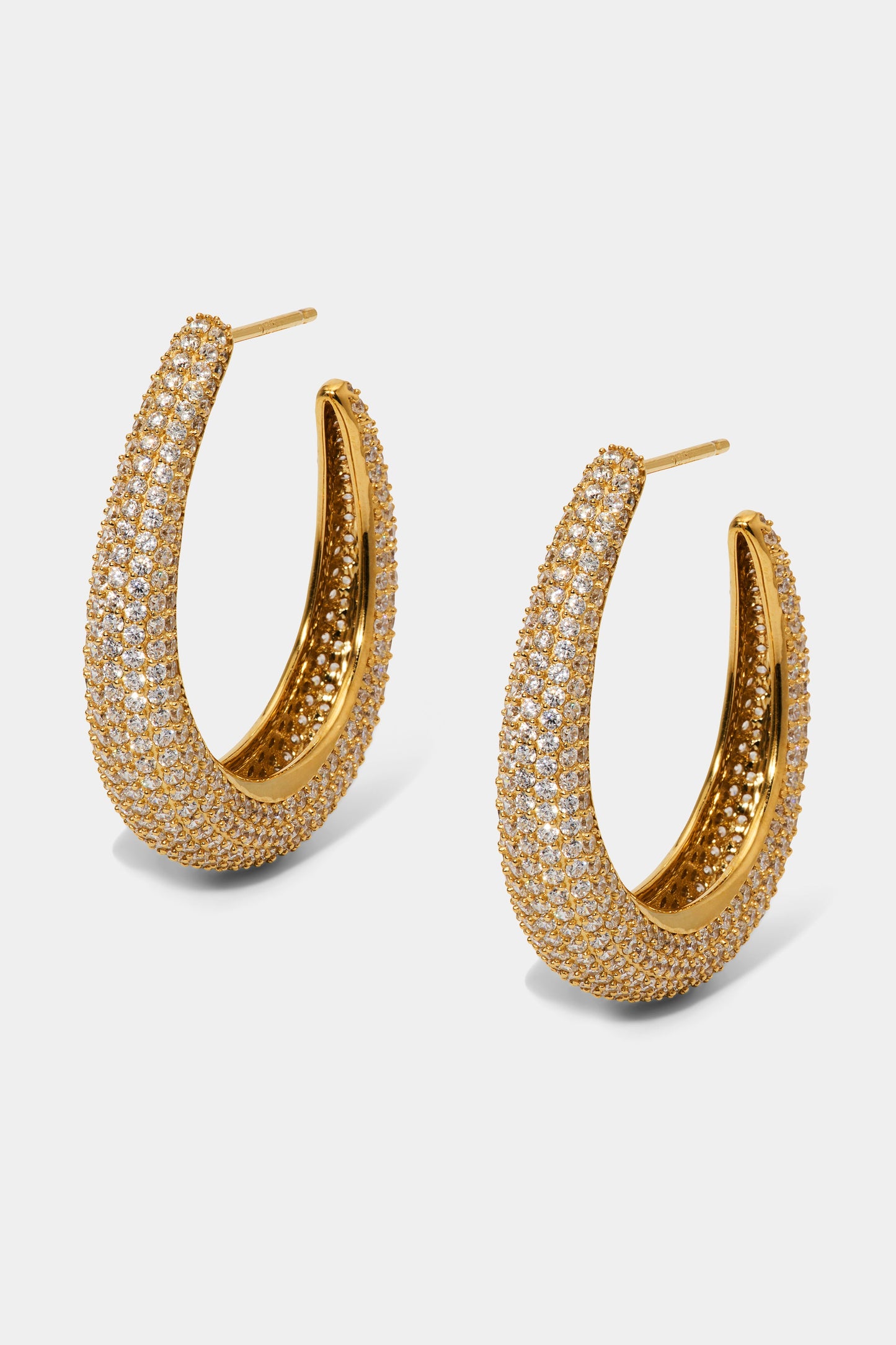 DRIP PUFFY PAVE C HOOP EARRINGS IN GOLD PLATING