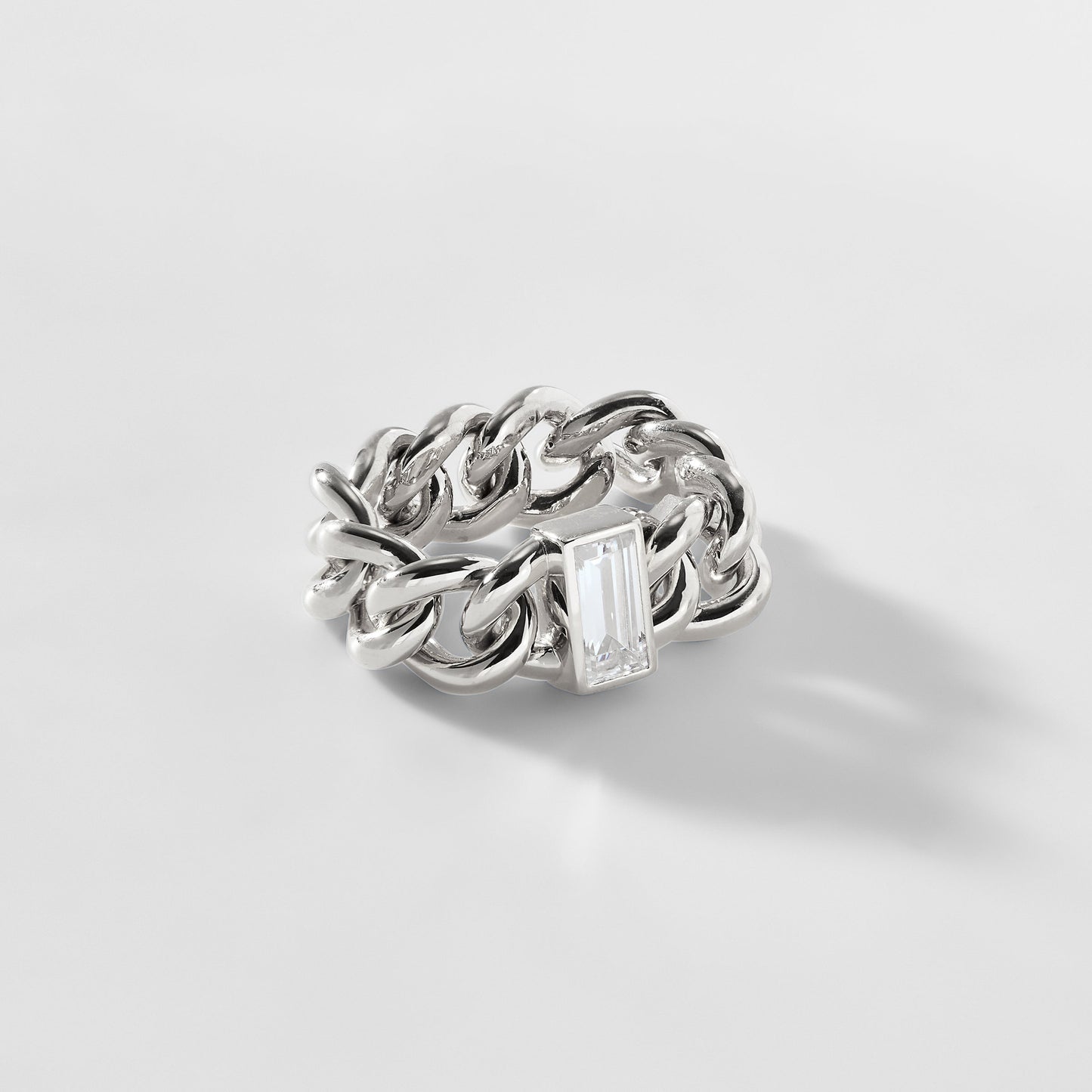 STERLING SILVER ELEVATE EMERALD CZ FLEX CHAIN RING