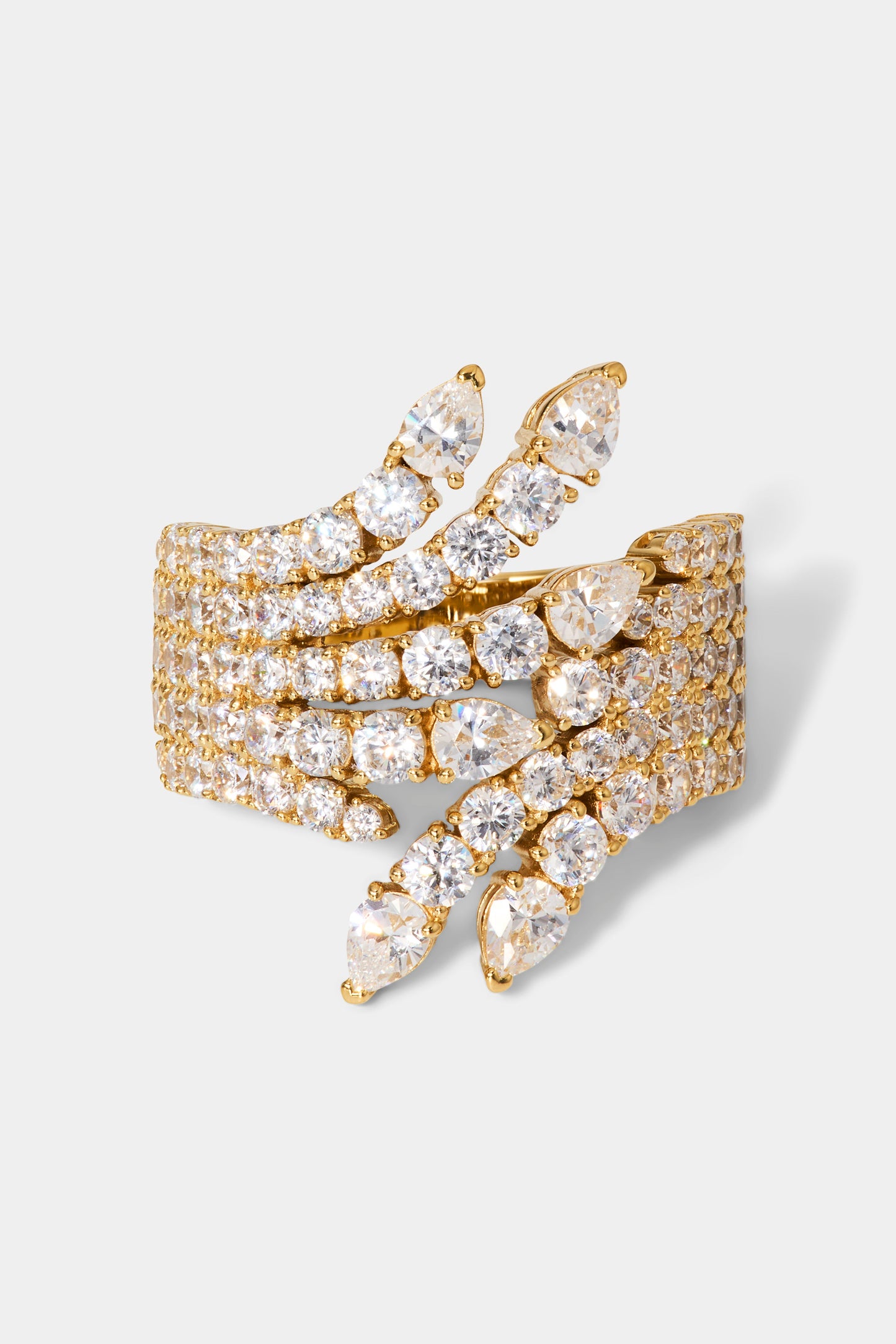 DIVA CZ FAN RING IN GOLD PLATING