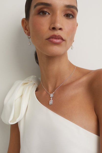 RADIANT DOUBLE HALO CZ Y NECKLACE