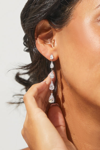 EVELYN MULTI PEAR CZ LINEAR EARRINGS