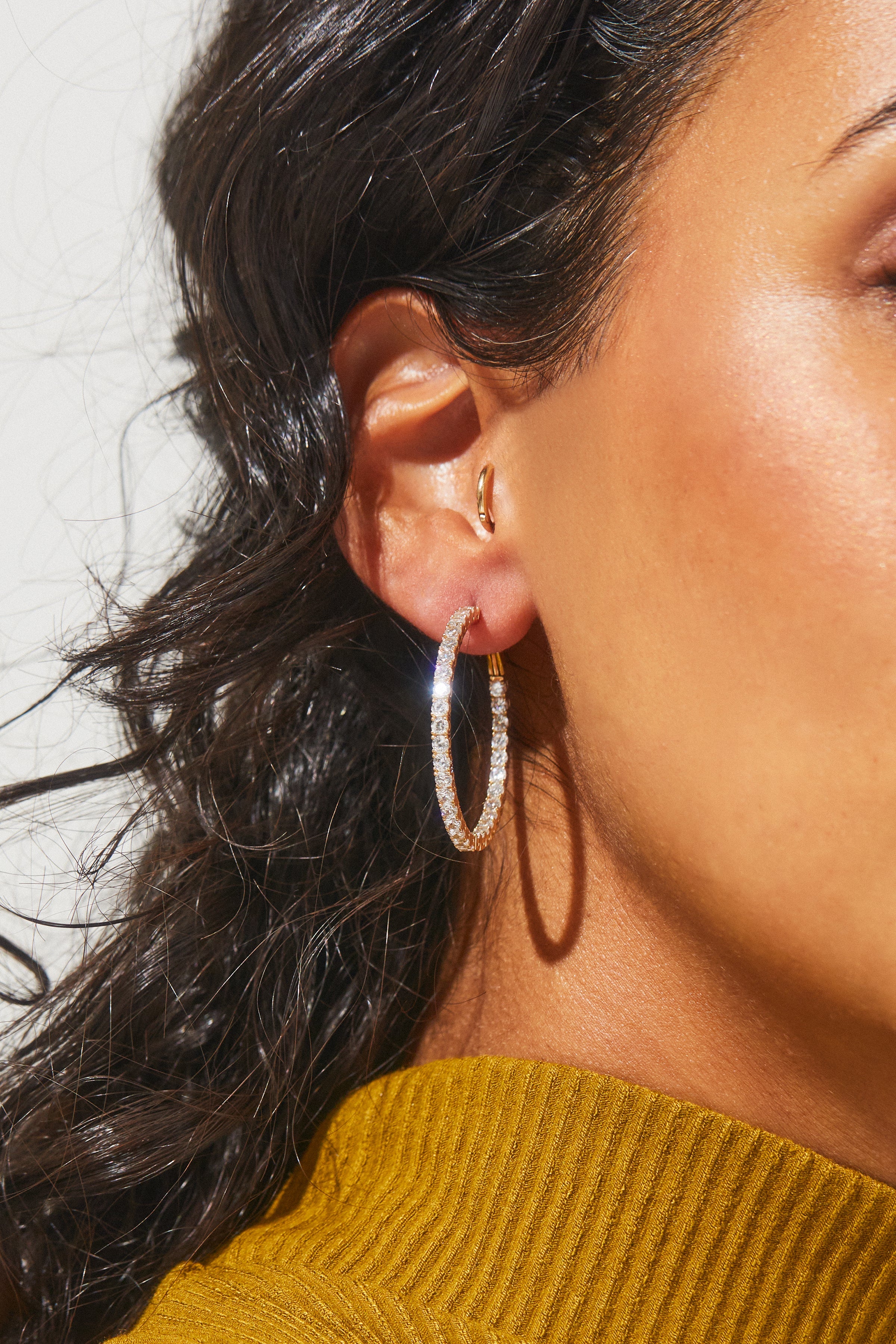 PERFECT HOOPS 2.5MM CZ X 35MM HOOP EARRINGS