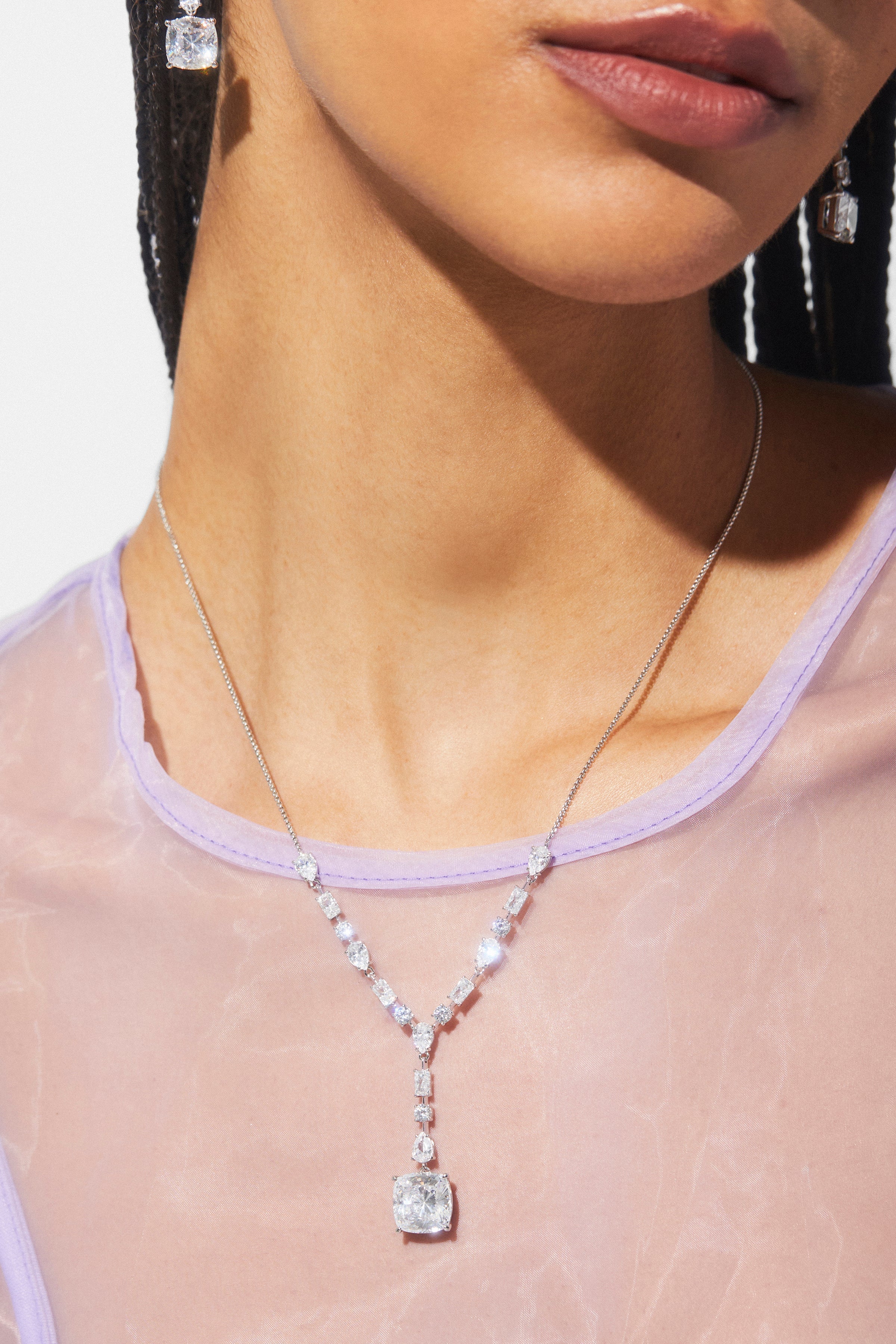 ROCKSTARS BOLD CZ DROP Y NECKLACE