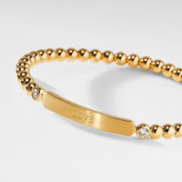 4MM "LOVE" BEADED METAL STRETCH BRACELET