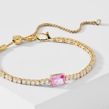 TENNIS ANYONE PINK EMERALD CUT TENNIS BRACELET