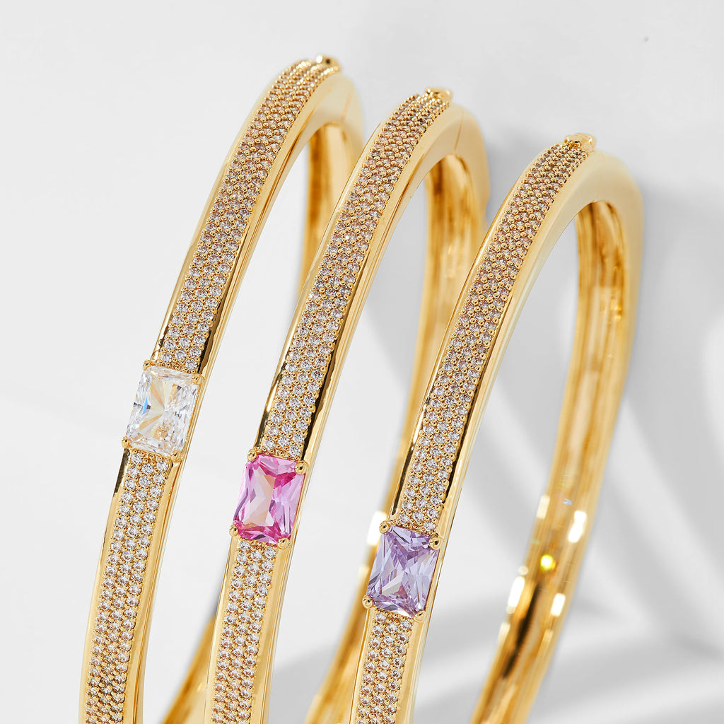 TENNIS ANYONE LAVENDER EMERALD CUT HINGED BRACELET