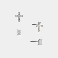 CROSS CZ STUD SET OF EARRINGS