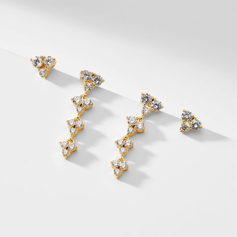 PAVE THE WAY LINEAR AND STUD EARRING SET