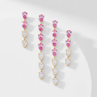 TENNIS ANYONE PINK CHASING PEAR CZ SET OF EARRINGS