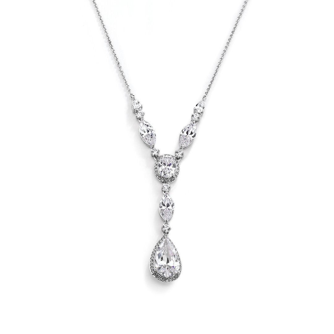 CZ PEAR DROP Y NECKLACE