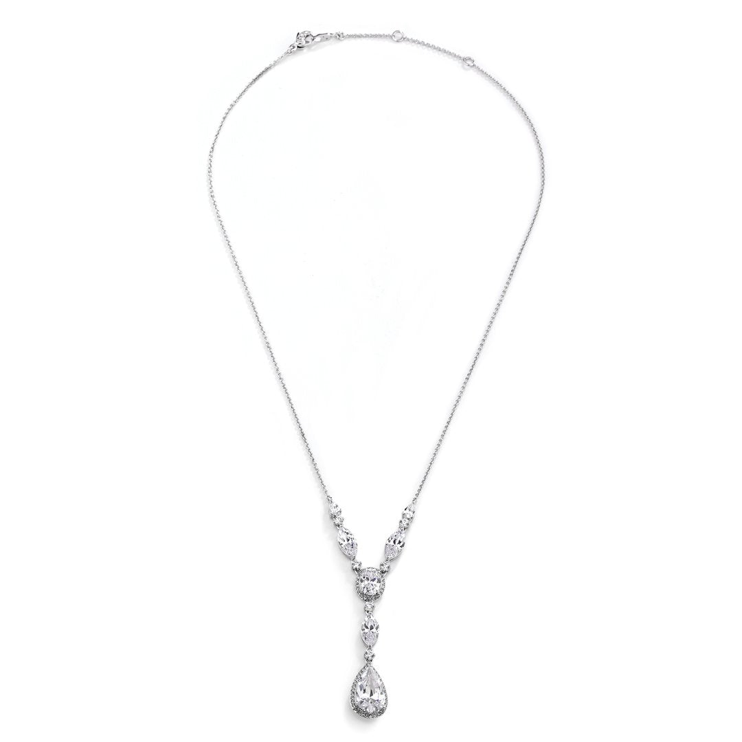 CZ PEAR DROP Y NECKLACE