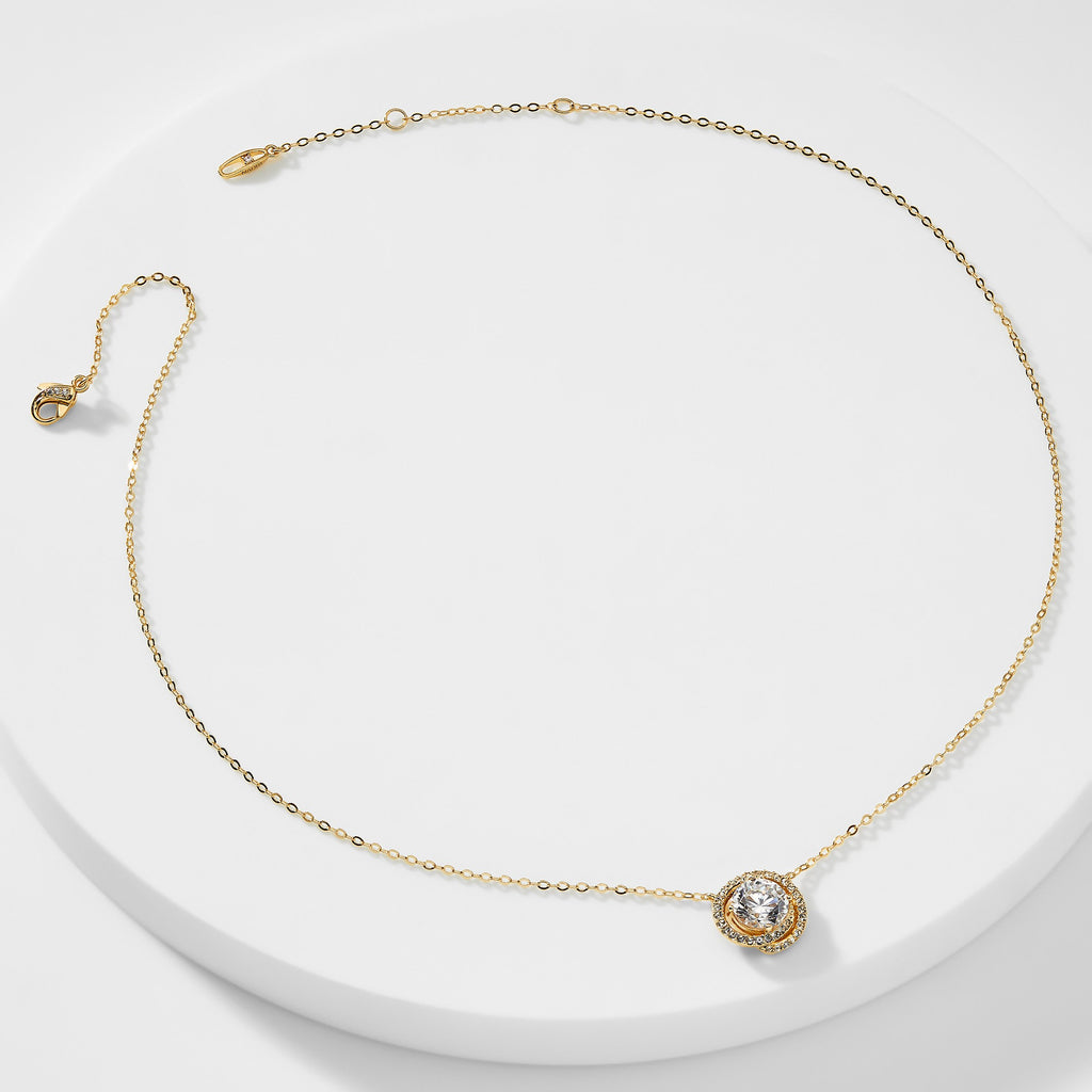 CZ BUTTON PENDANT NECKLACE