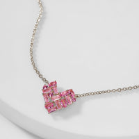PINK CLUSTER HEART NECKLACE