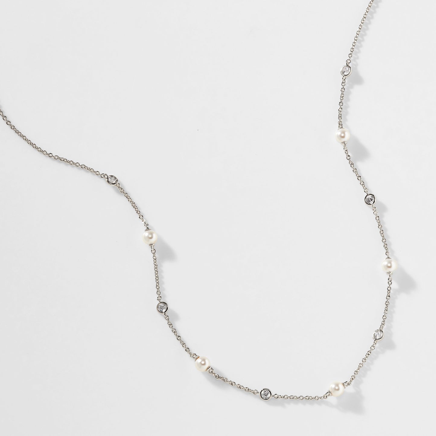EMILIA PEARL AND CZ STATION NECKLACE