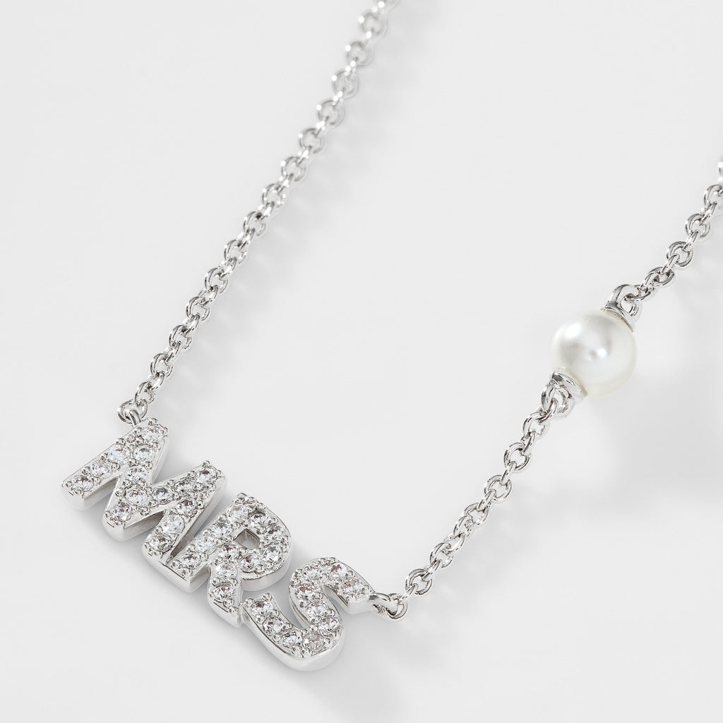 PEARL AND PAVE CZ MRS NECKLACE